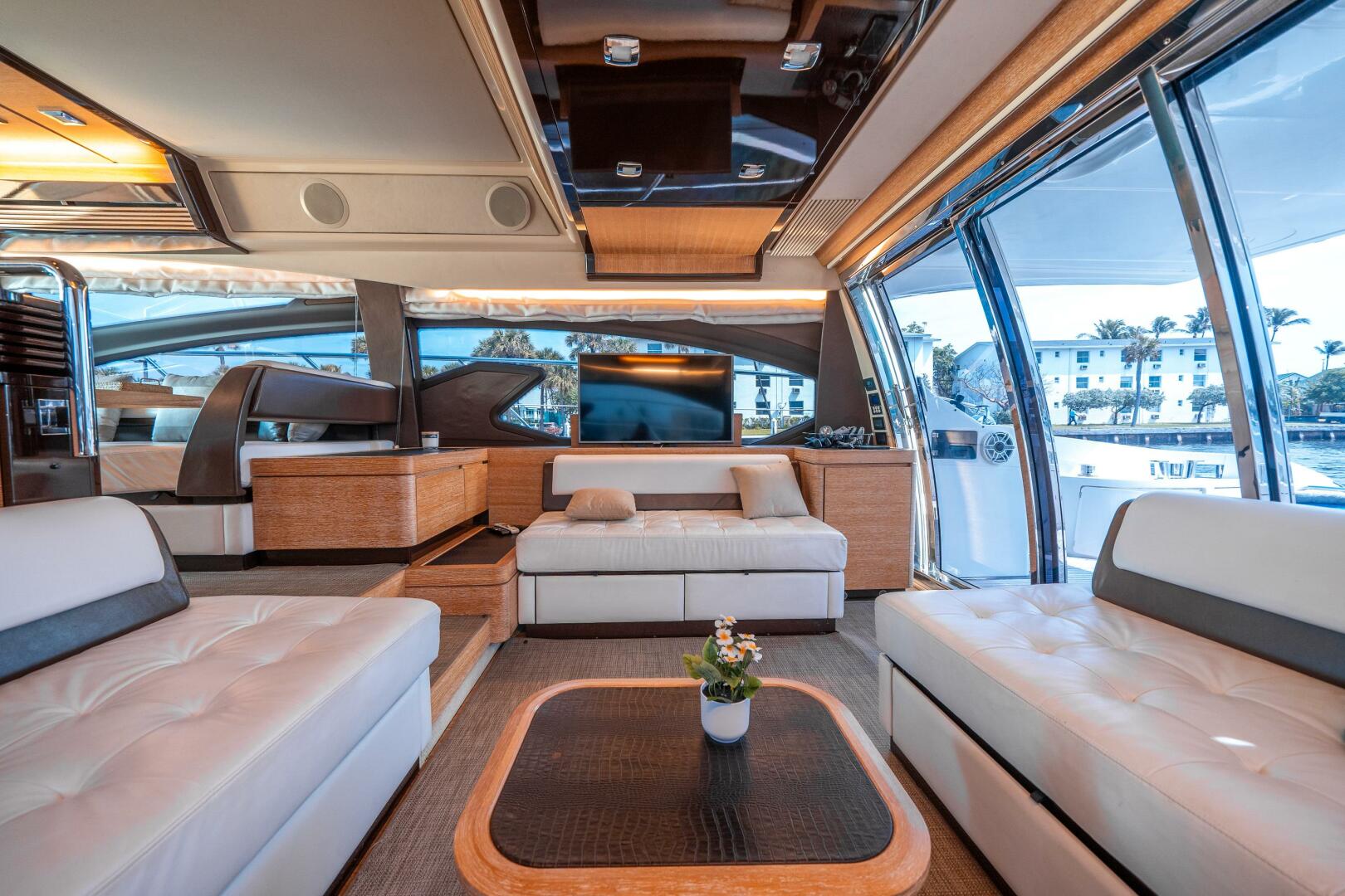 70ft Azimut W yacht rental Miami - comfortable lounge area for group celebrations