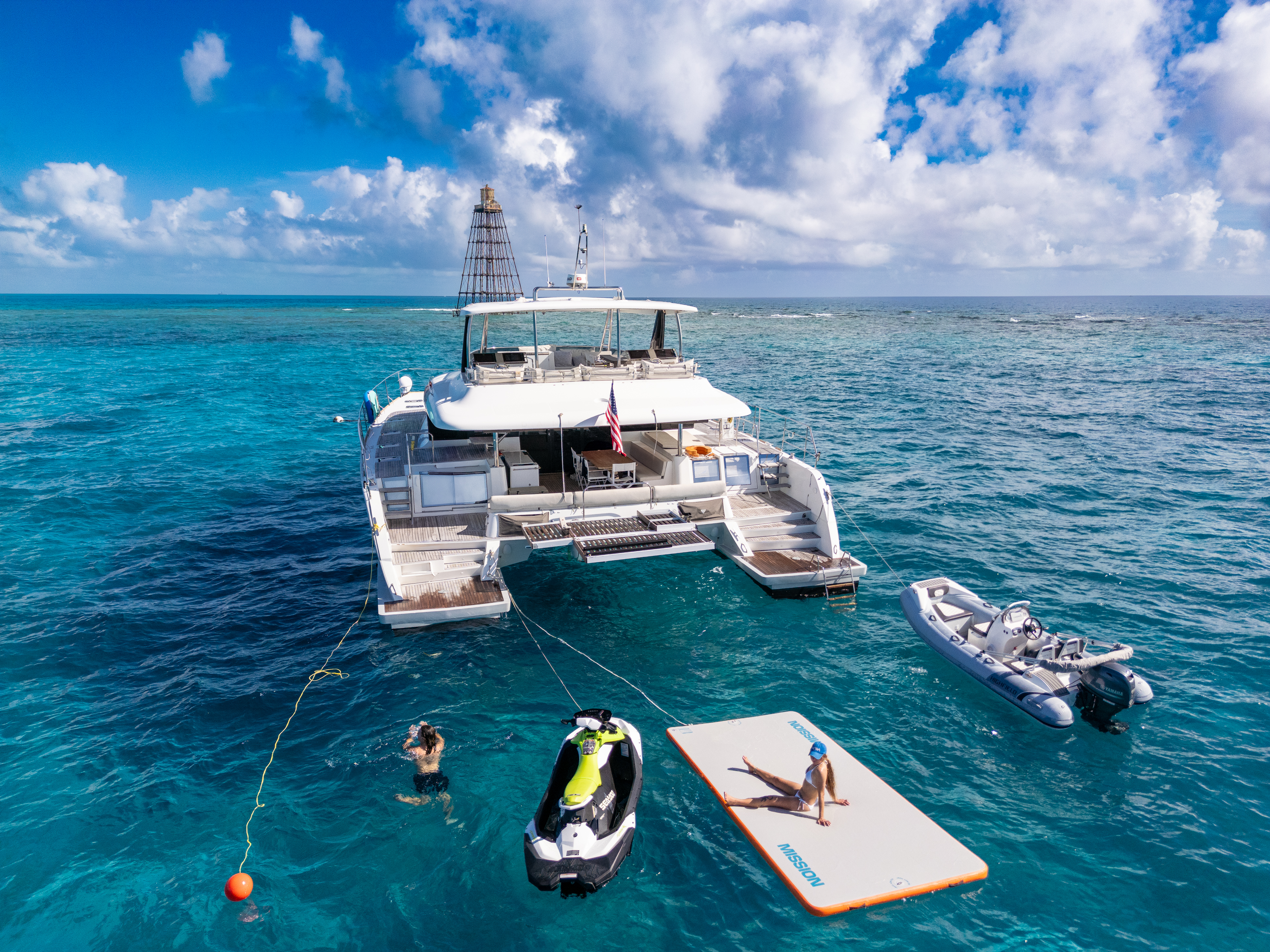 70ft Lagoon (2020) yacht rental Miami - navigation bridge and helm station