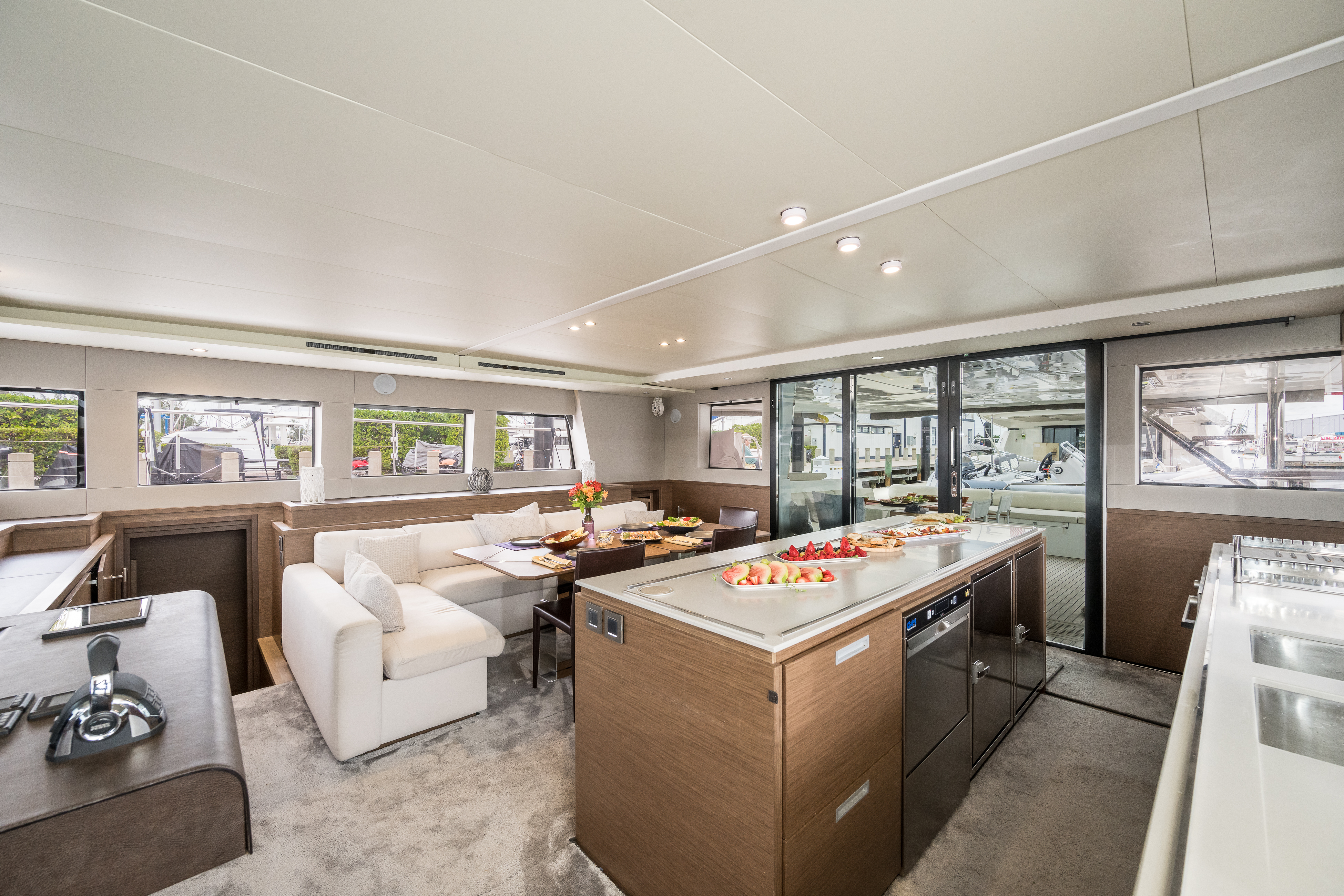 70ft Lagoon (2020) yacht rental Miami - navigation bridge and helm station