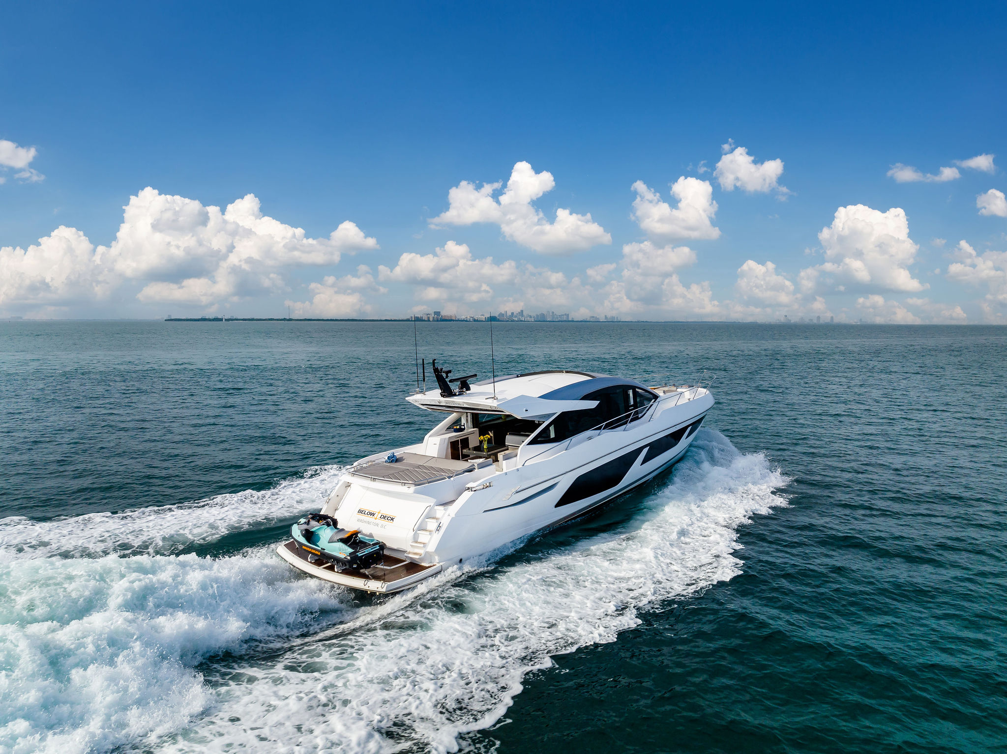 74ft Sunseeker yacht rental Miami - spacious deck area ideal for sunset cruises and bachelorette parties