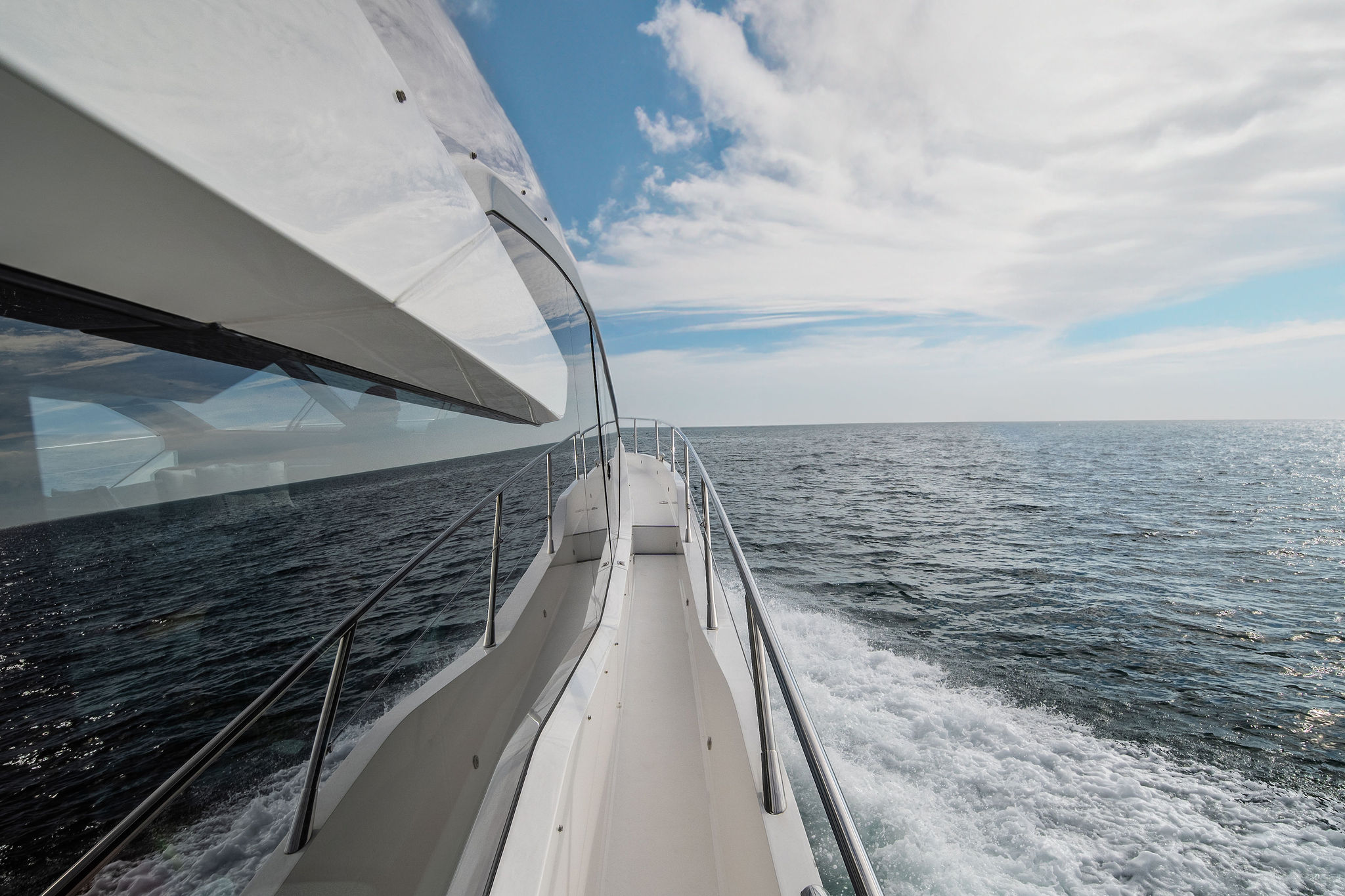 74ft Sunseeker yacht rental Miami - bow seating area perfect for sunbathing and relaxation