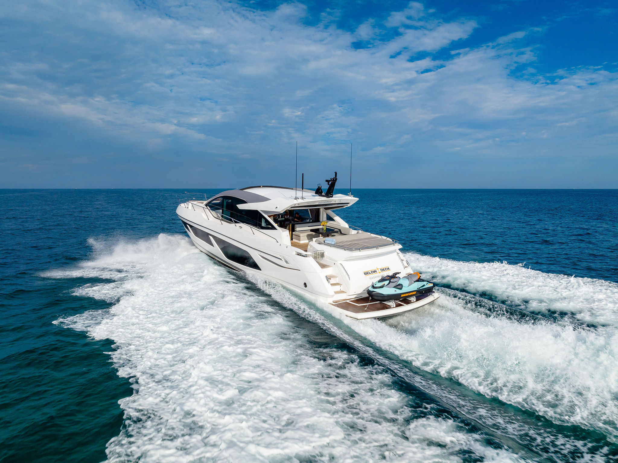 74ft Sunseeker yacht rental Miami - bow seating area perfect for sunbathing and relaxation