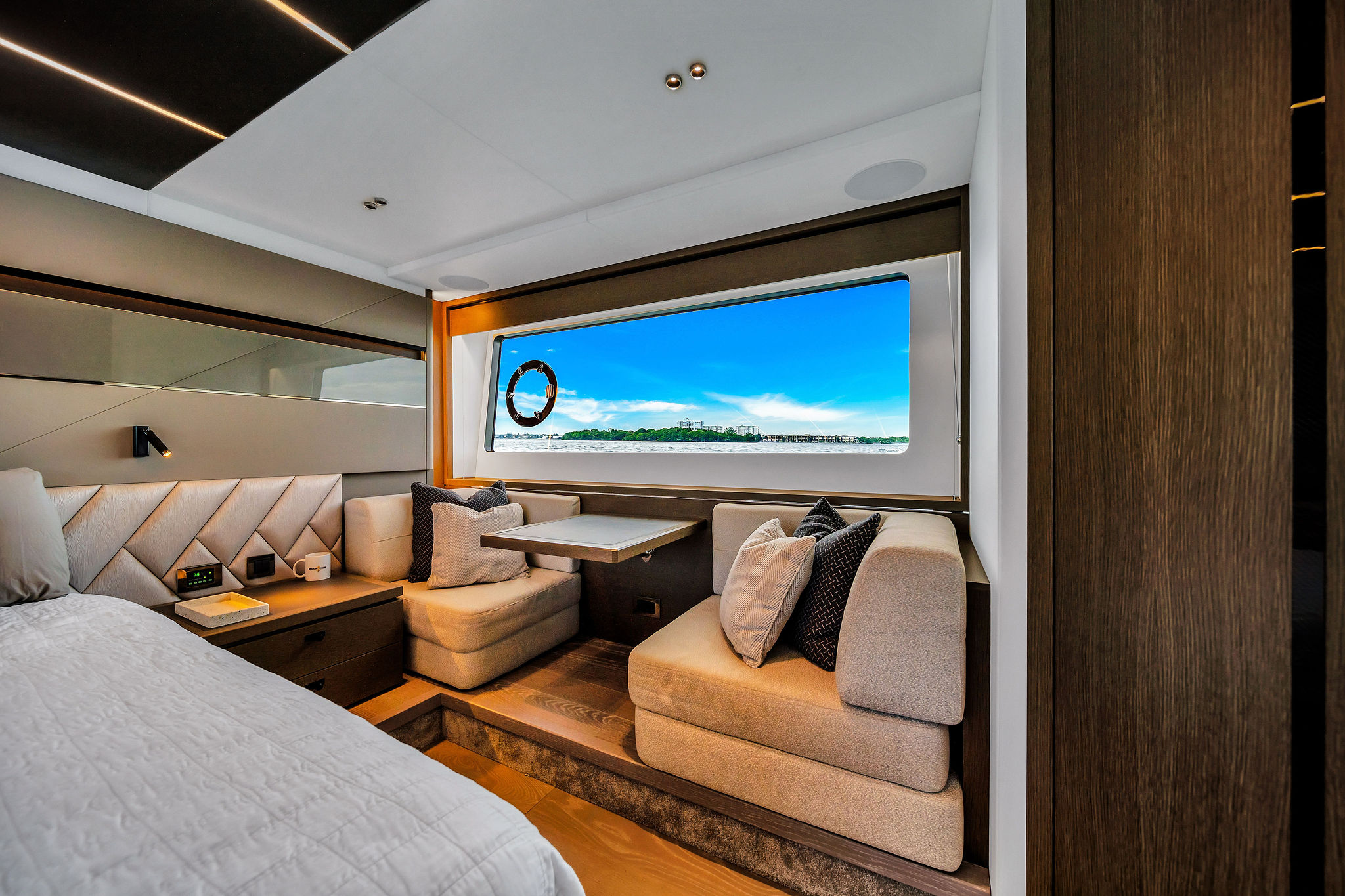 74ft Sunseeker yacht rental Miami - spacious deck area ideal for sunset cruises and bachelorette parties
