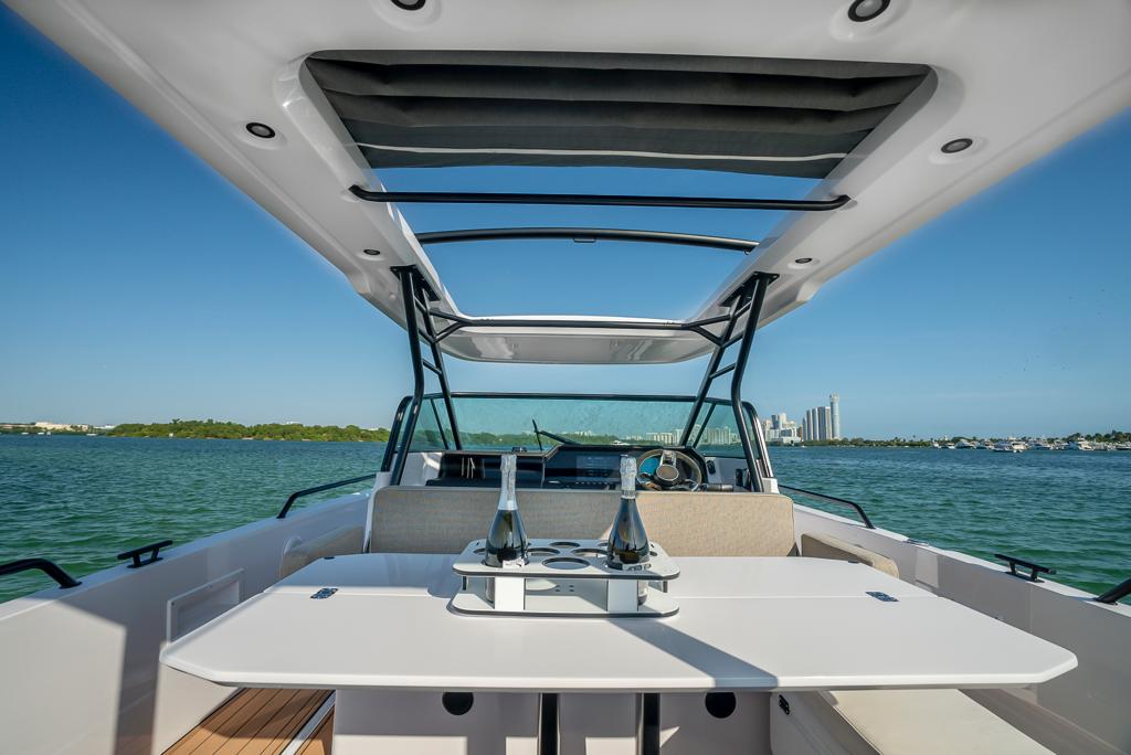 38ft Axopar yacht rental Miami - stern swim platform with water access for snorkeling