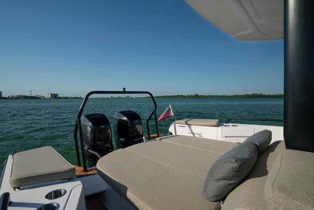 38ft Axopar yacht rental Miami - comfortable lounge area for group celebrations