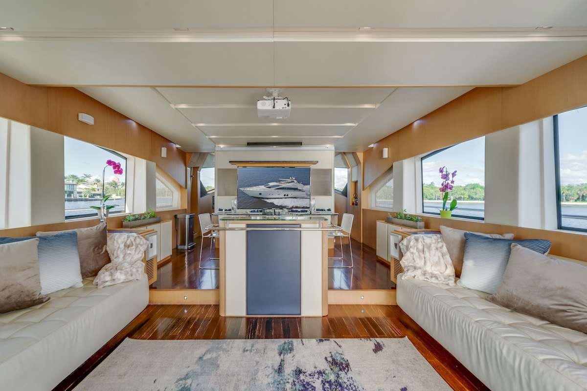 75ft Aicon yacht rental Miami - spacious deck area ideal for sunset cruises and bachelorette parties