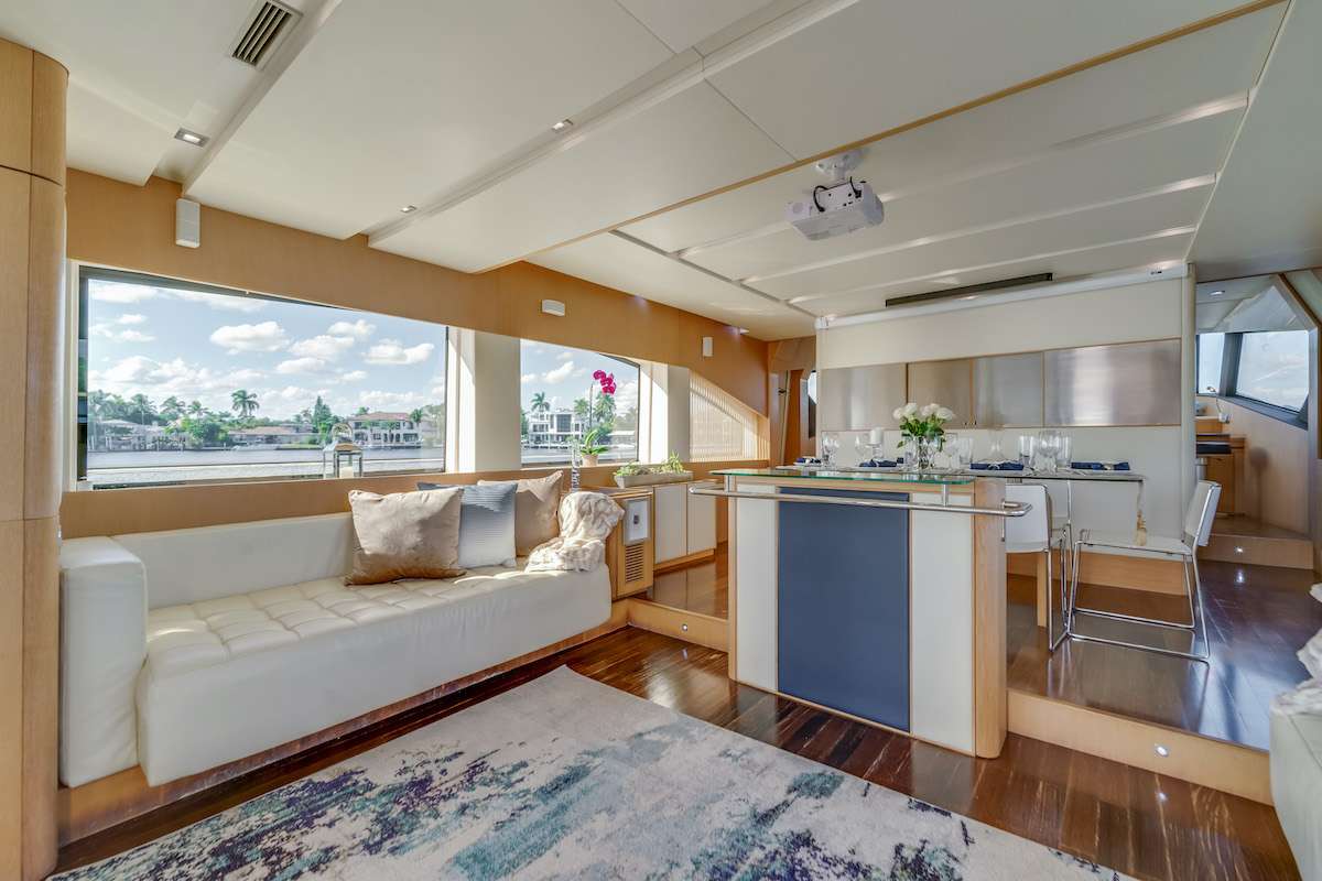 75ft Aicon yacht rental Miami - navigation bridge and helm station