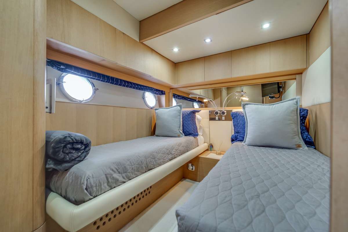 75ft Aicon yacht rental Miami - bow seating area perfect for sunbathing and relaxation