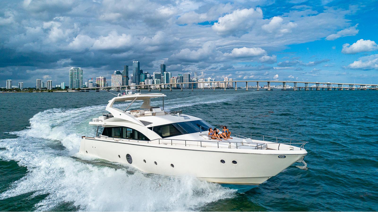 75ft Aicon yacht rental Miami - premium amenities and entertainment system