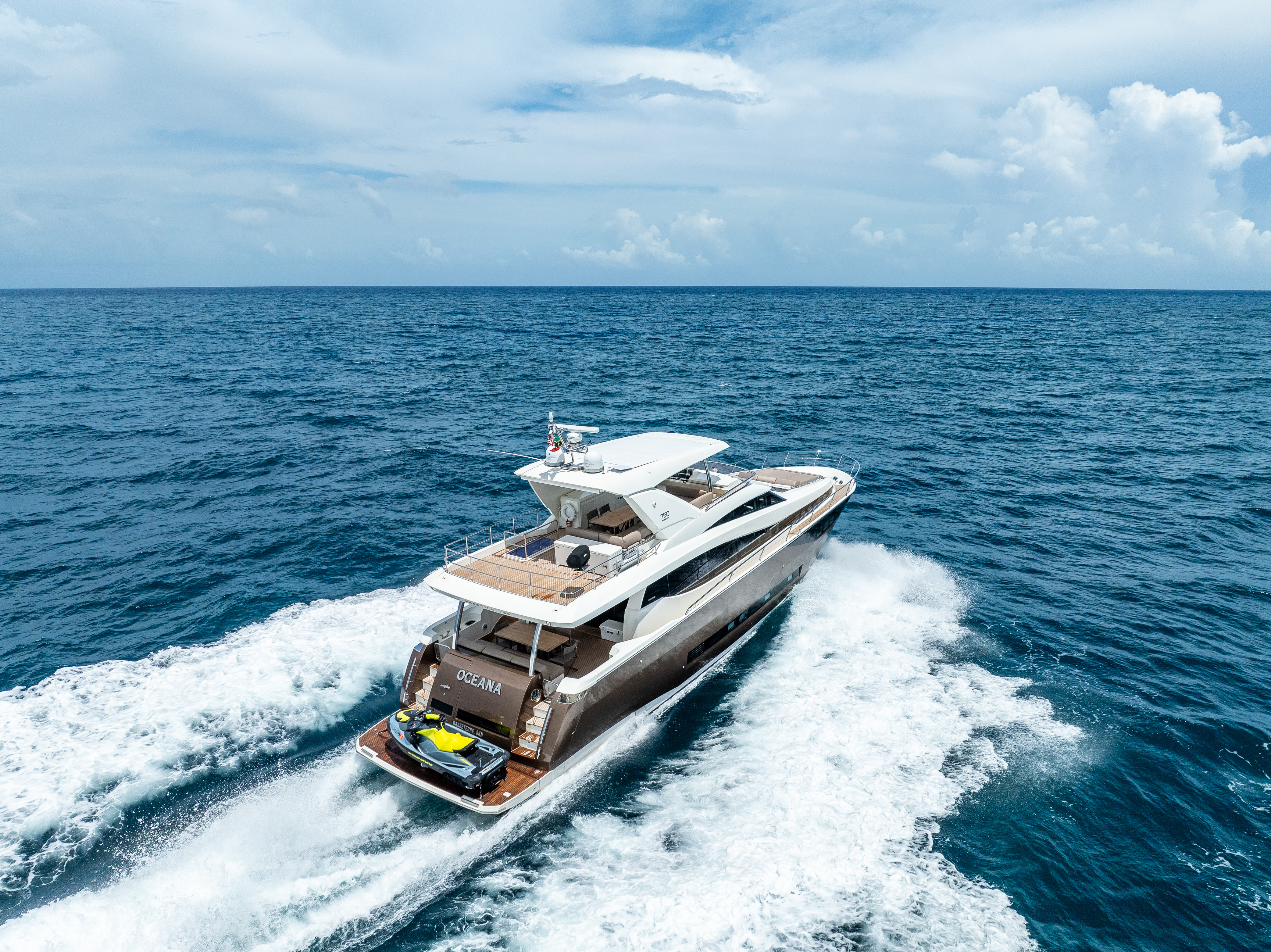 75ft Prestige yacht rental Miami - spacious deck area ideal for sunset cruises and bachelorette parties
