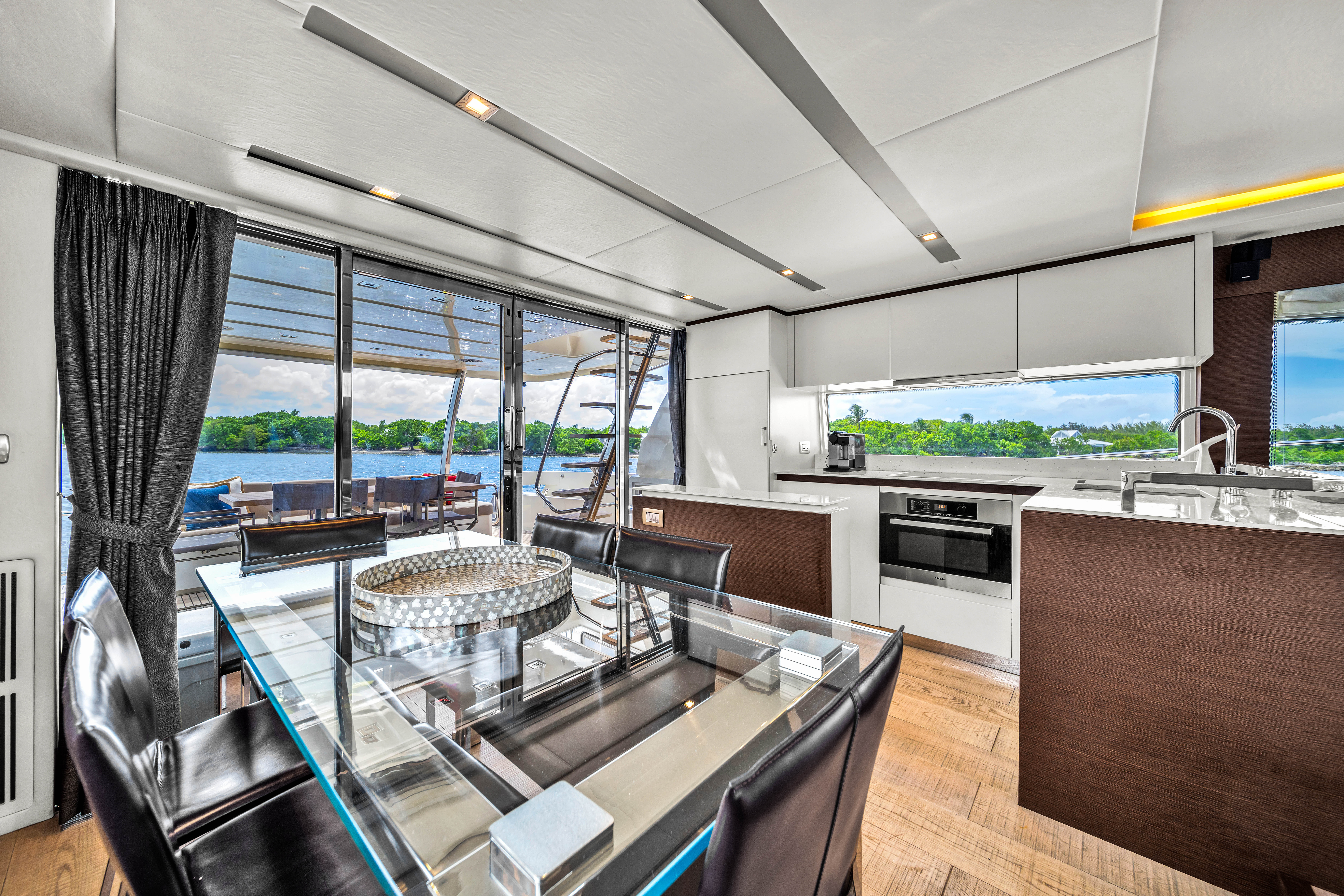 75ft Prestige yacht rental Miami - galley kitchen for catered yacht events