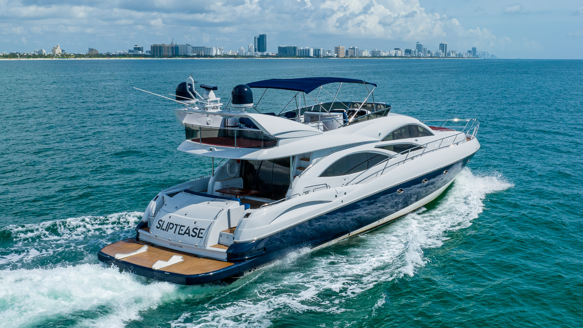 80ft Sunseeker yacht rental Miami - spacious deck area ideal for sunset cruises and bachelorette parties