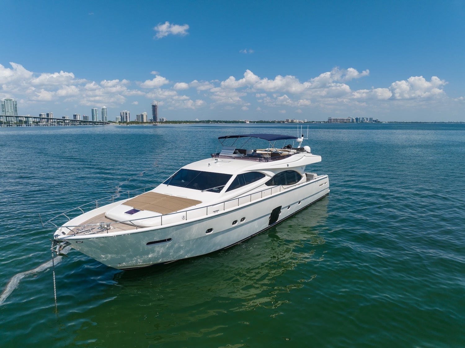 85ft Ferretti luxury yacht charter Miami - exterior view perfect for parties and celebrations
