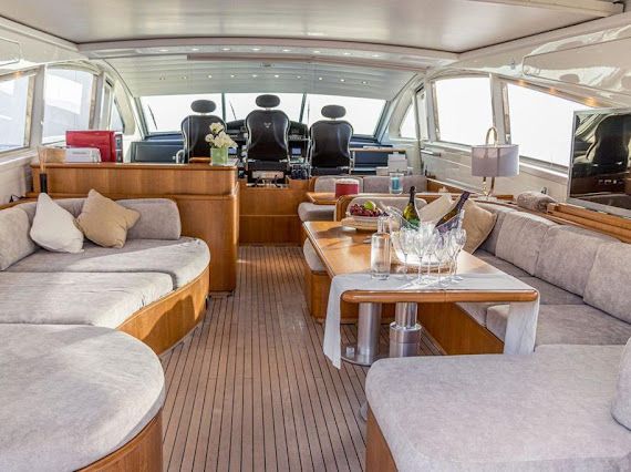 95ft Leopard yacht rental Miami - spacious deck area ideal for sunset cruises and bachelorette parties