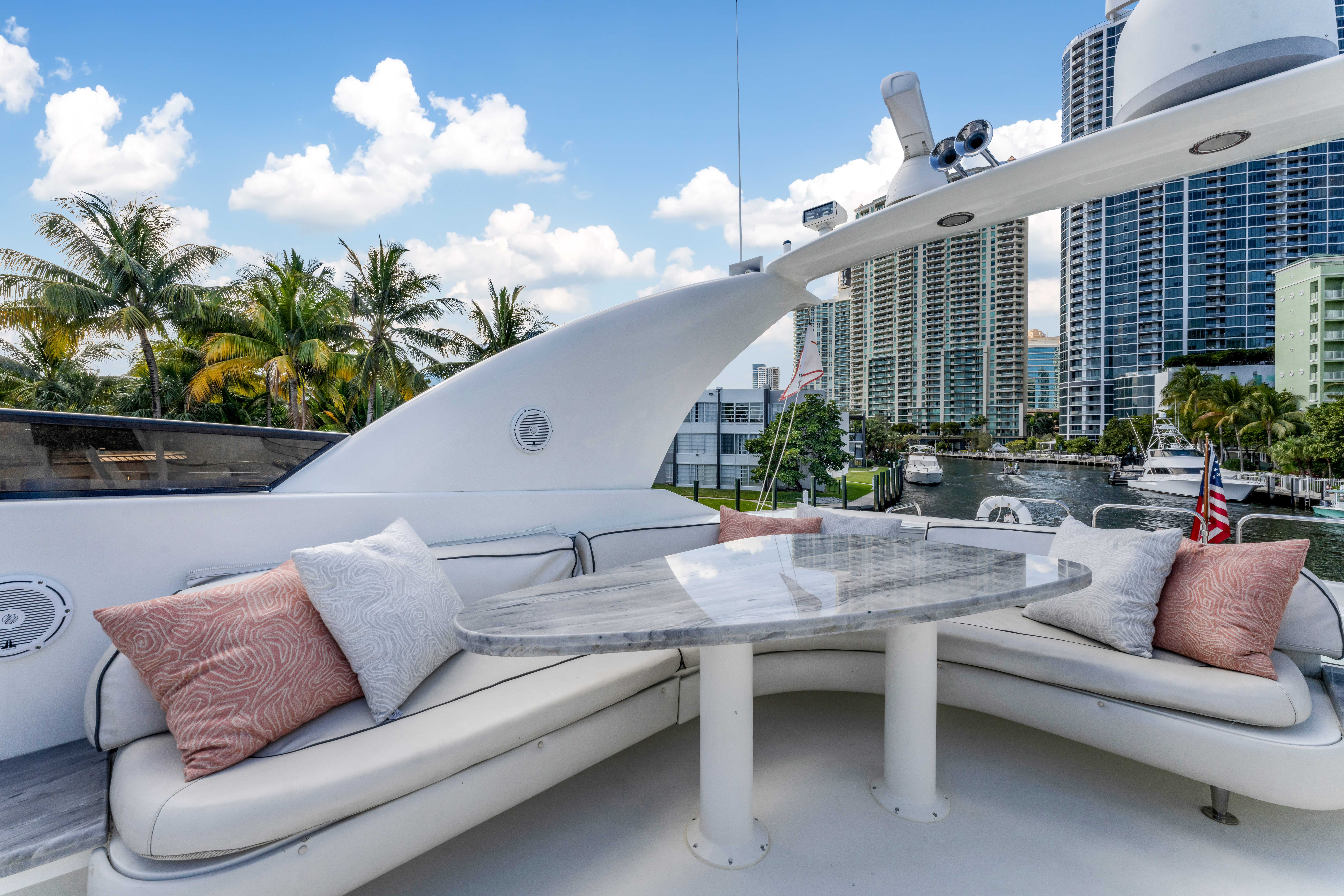 94ft Lazzara yacht rental Miami - premium amenities and entertainment system
