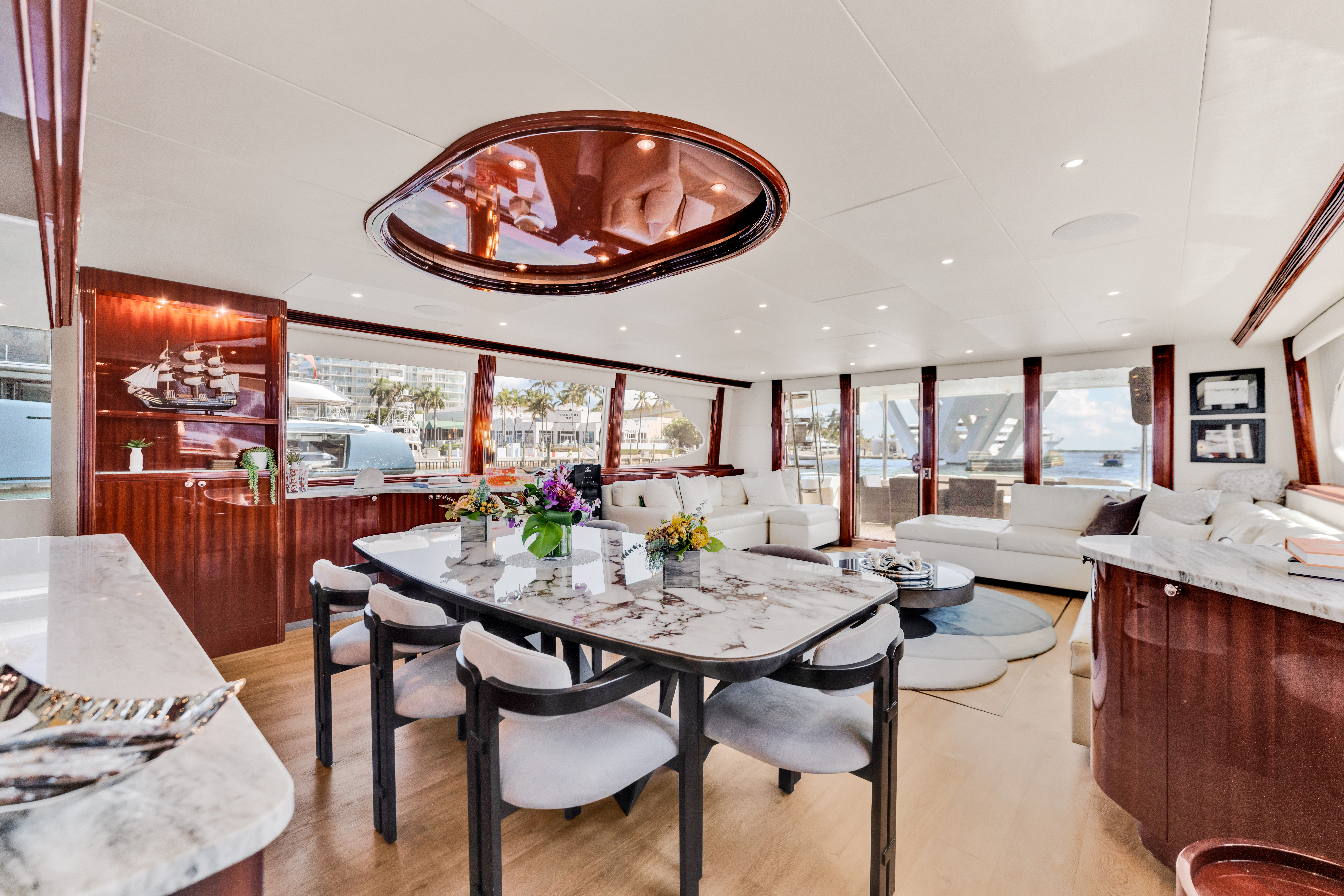94ft Lazzara yacht rental Miami - spacious deck area ideal for sunset cruises and bachelorette parties