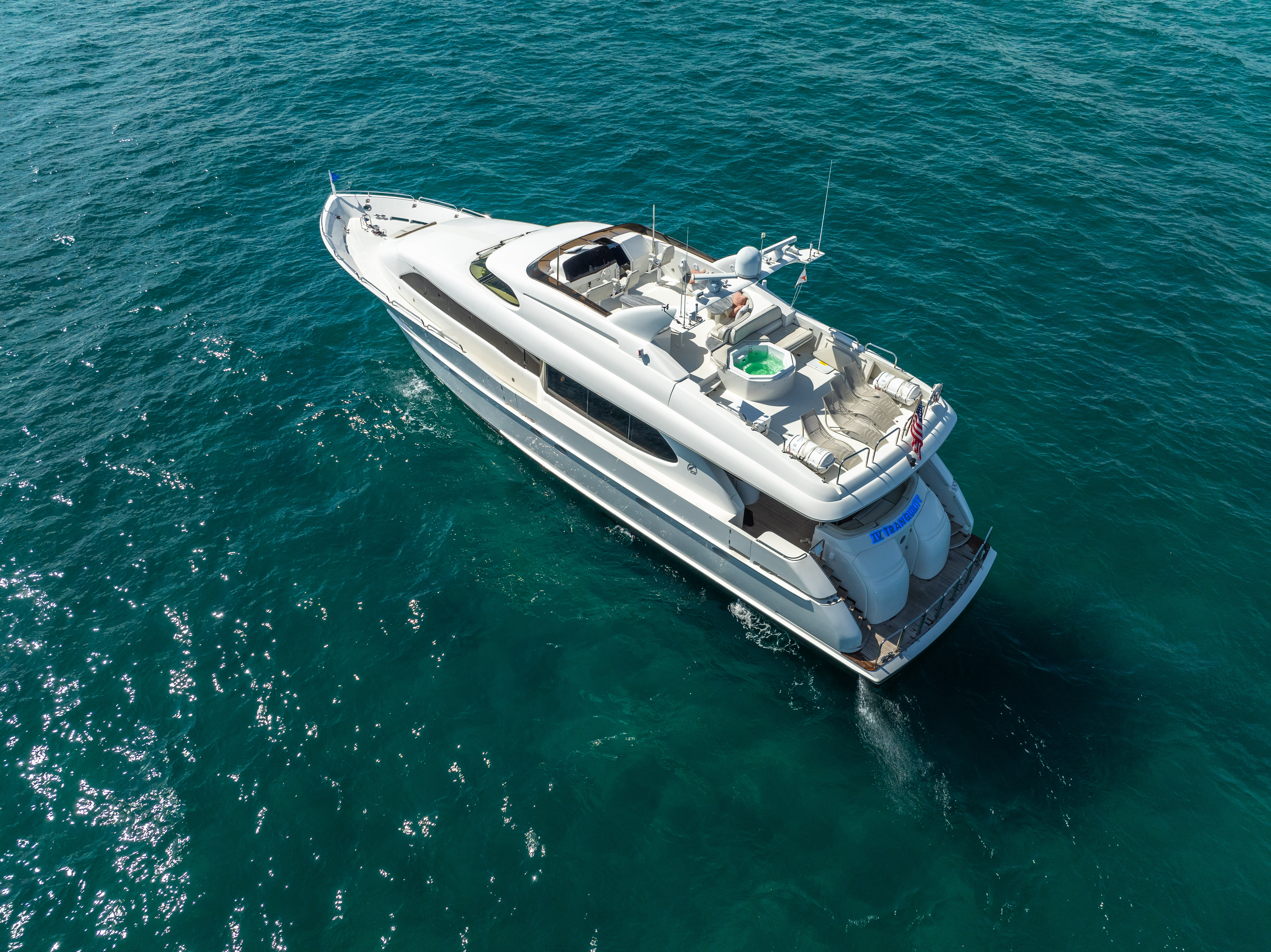 94ft Lazzara yacht rental Miami - bow seating area perfect for sunbathing and relaxation