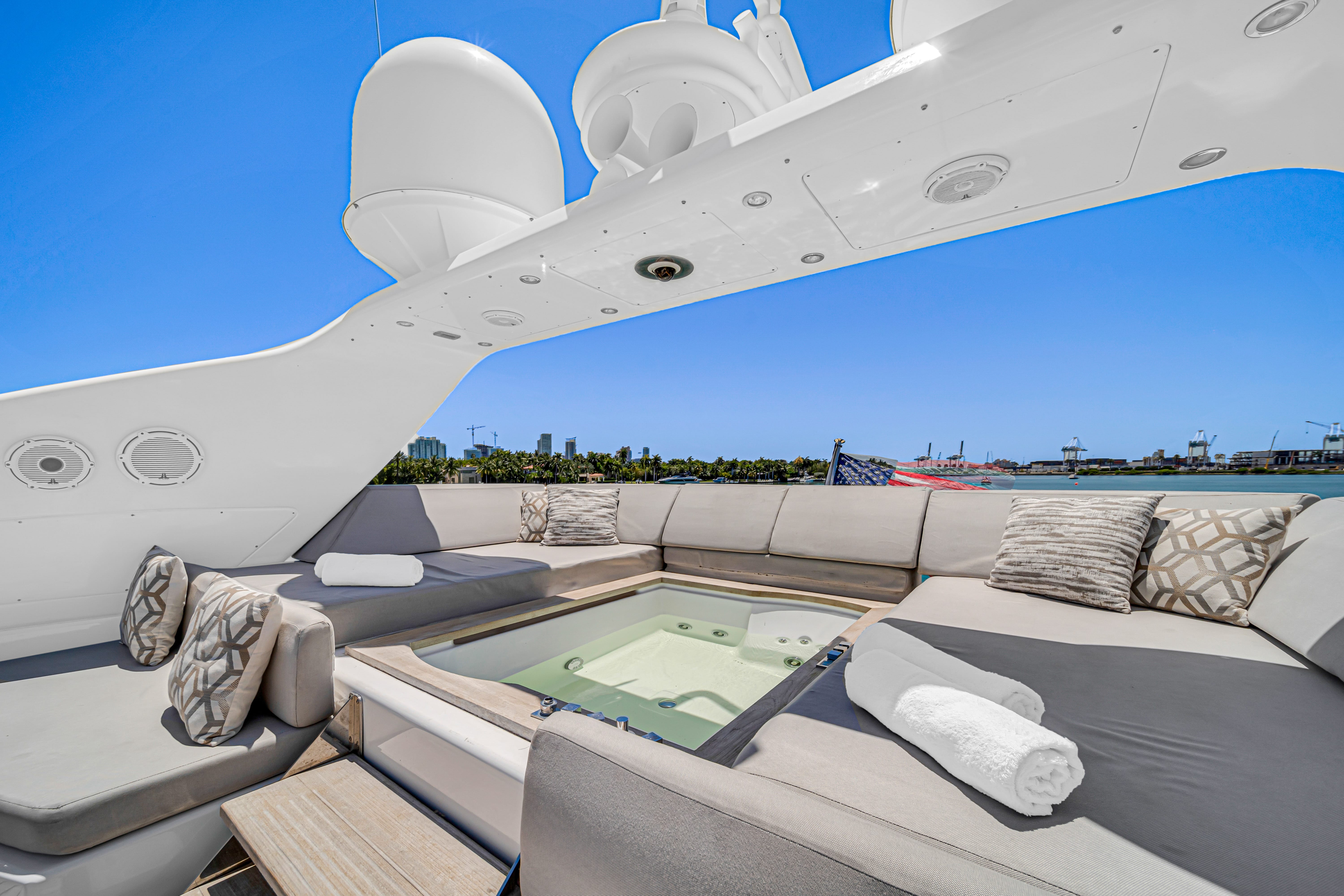 105ft Leopard (2022) yacht rental Miami - comfortable lounge area for group celebrations