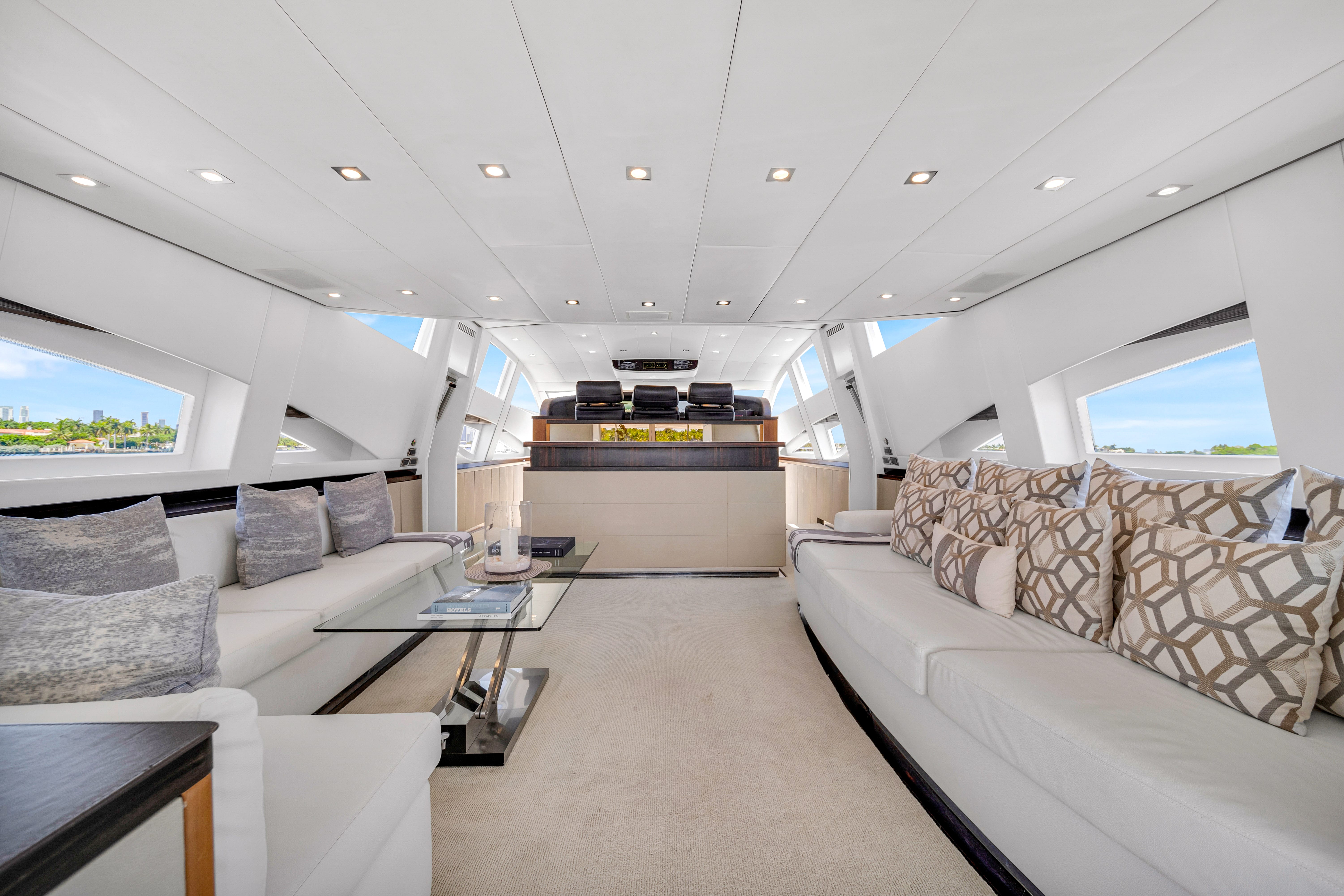 105ft Leopard (2022) yacht rental Miami - elegant interior salon for corporate events and private gatherings