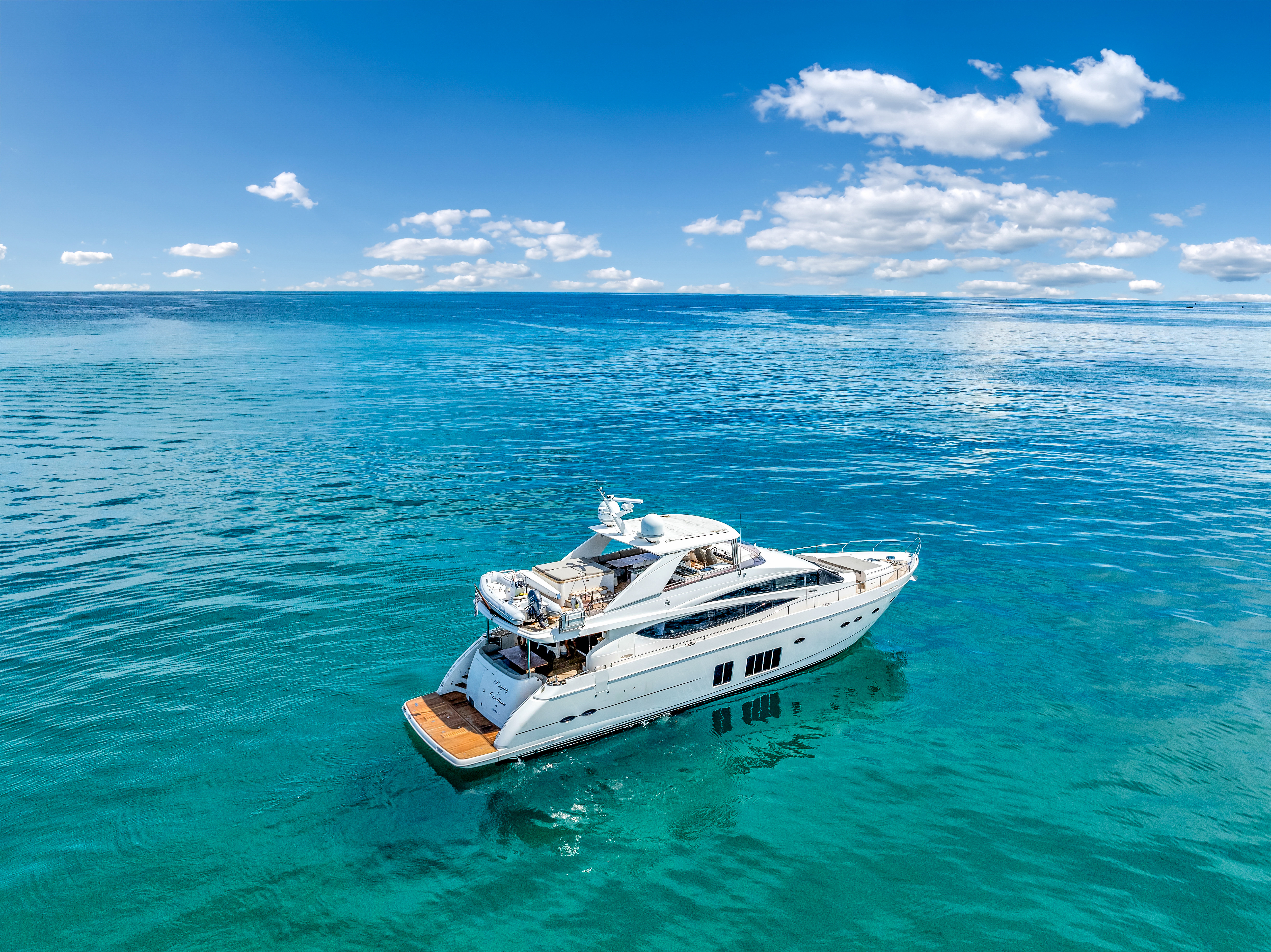 88ft Princess yacht rental Miami - bow seating area perfect for sunbathing and relaxation