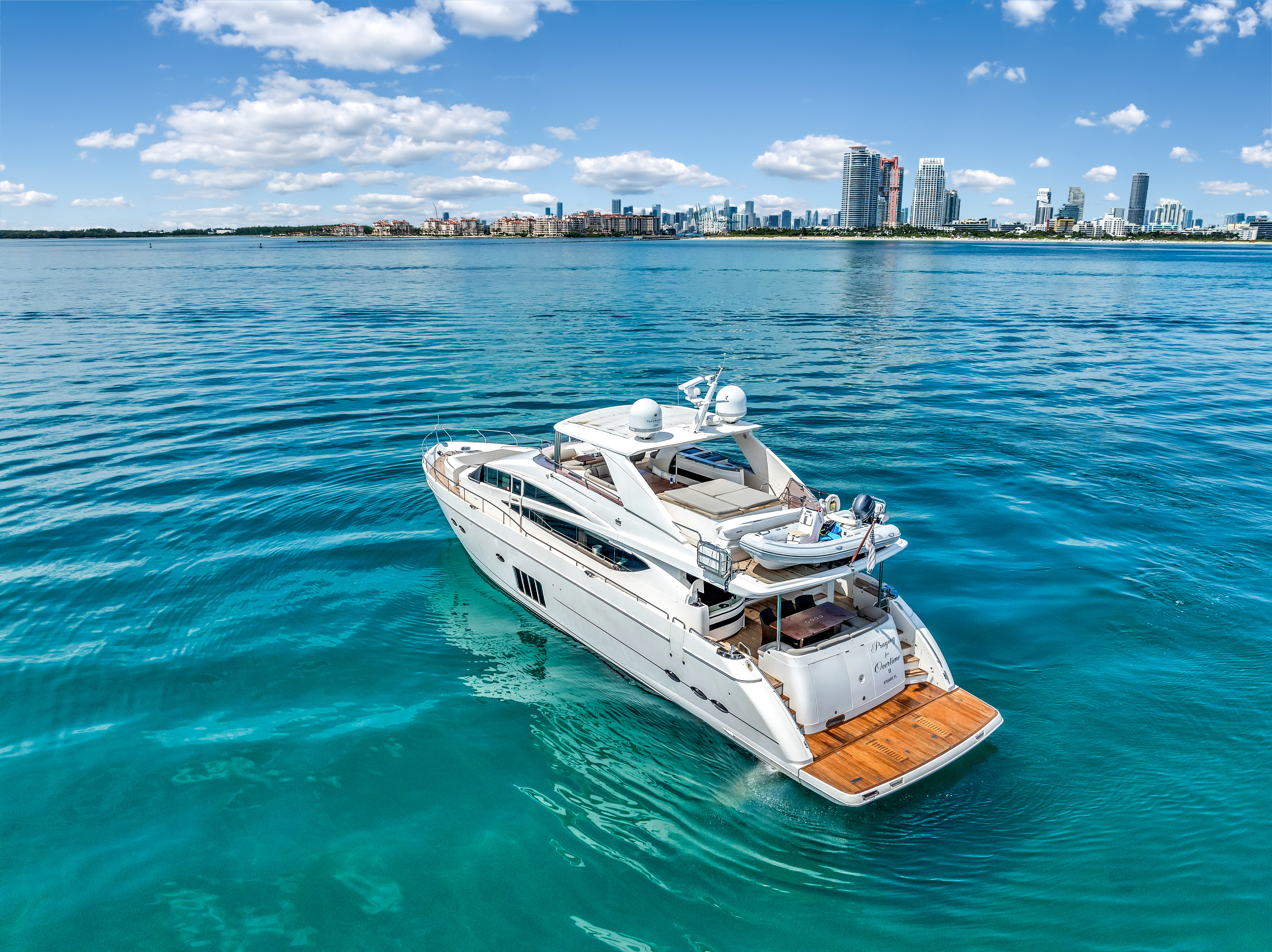 88ft Princess yacht rental Miami - spacious deck area ideal for sunset cruises and bachelorette parties