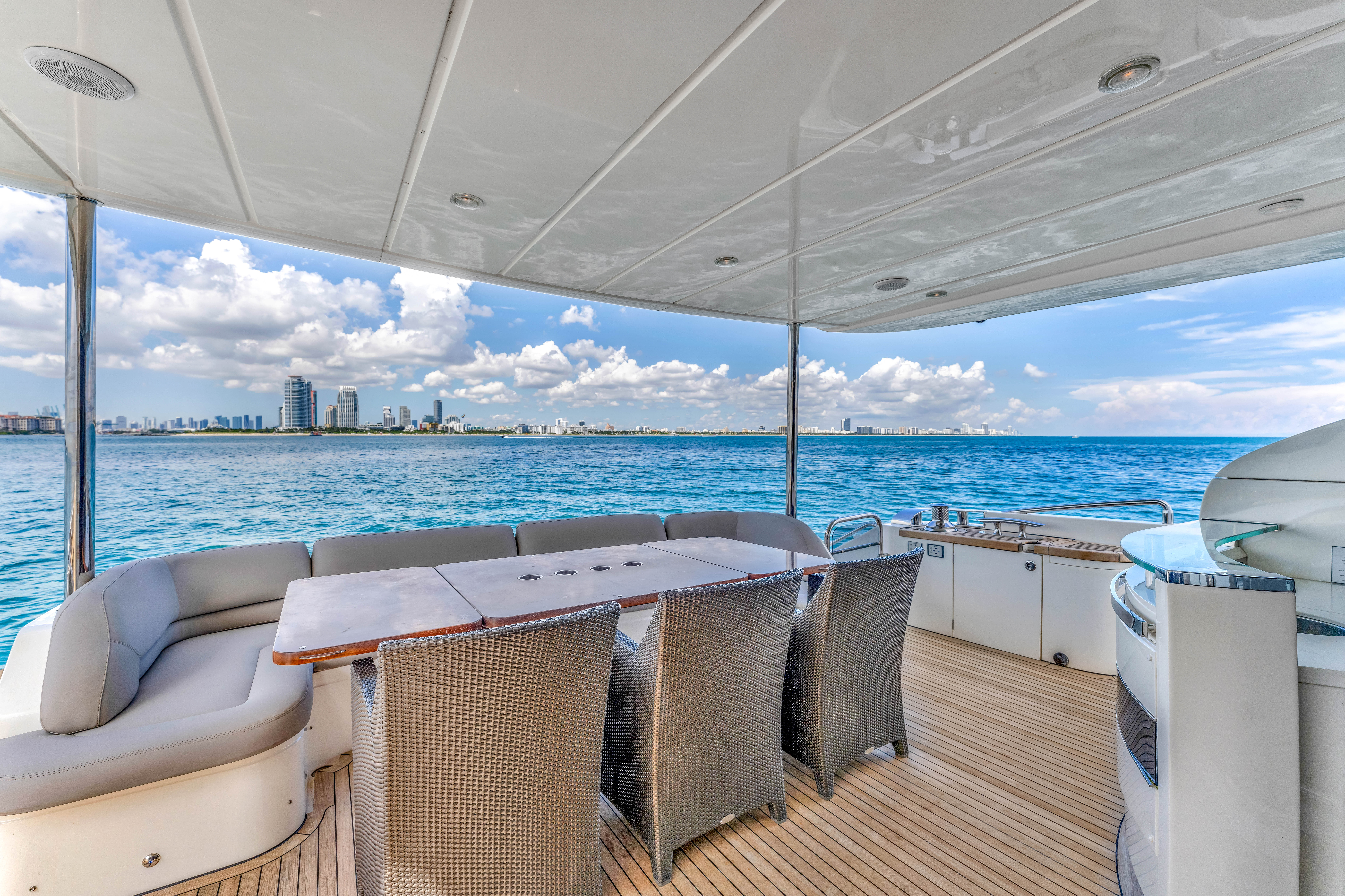 88ft Princess yacht rental Miami - stern swim platform with water access for snorkeling