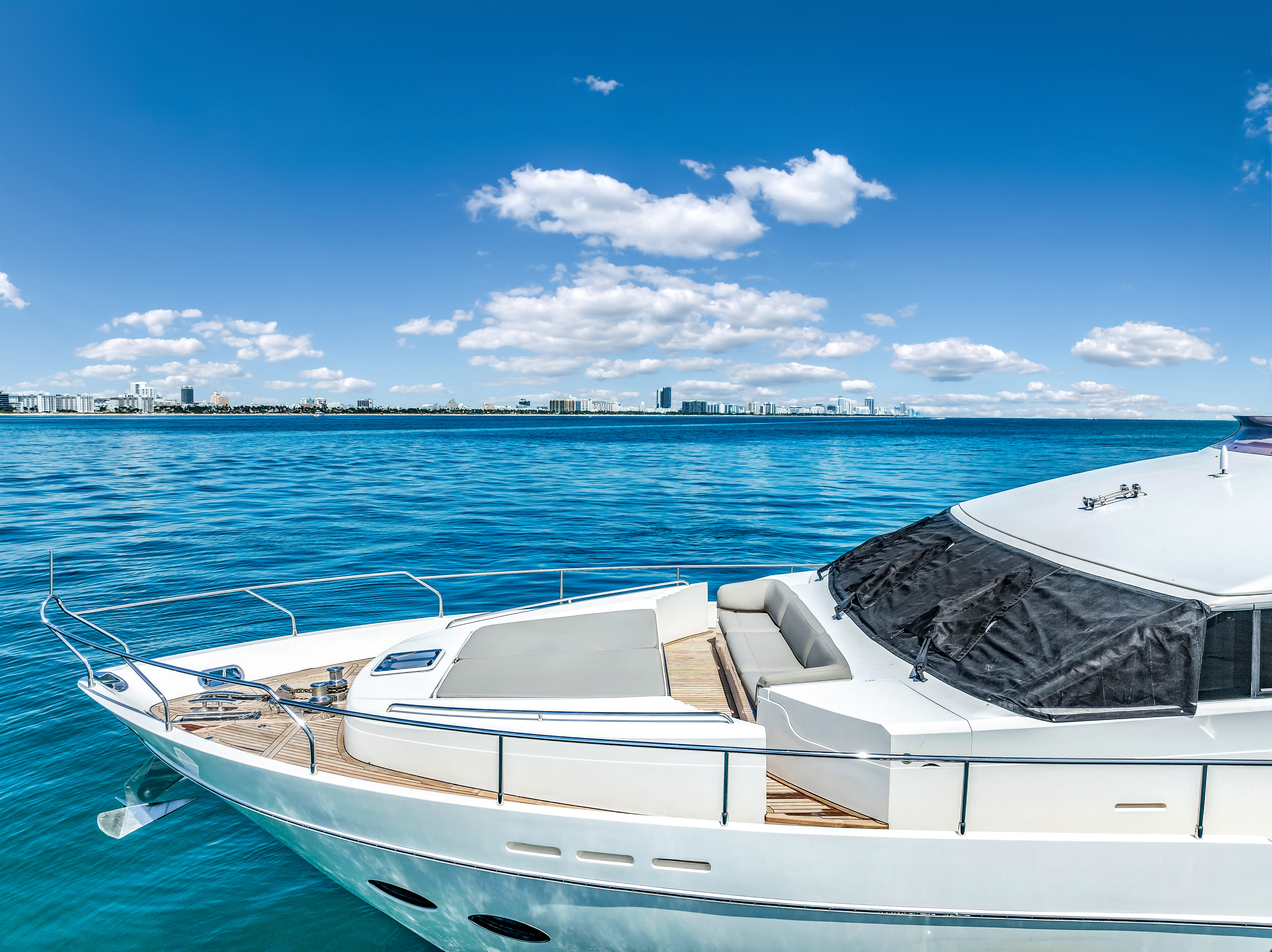 88ft Princess yacht rental Miami - elegant interior salon for corporate events and private gatherings