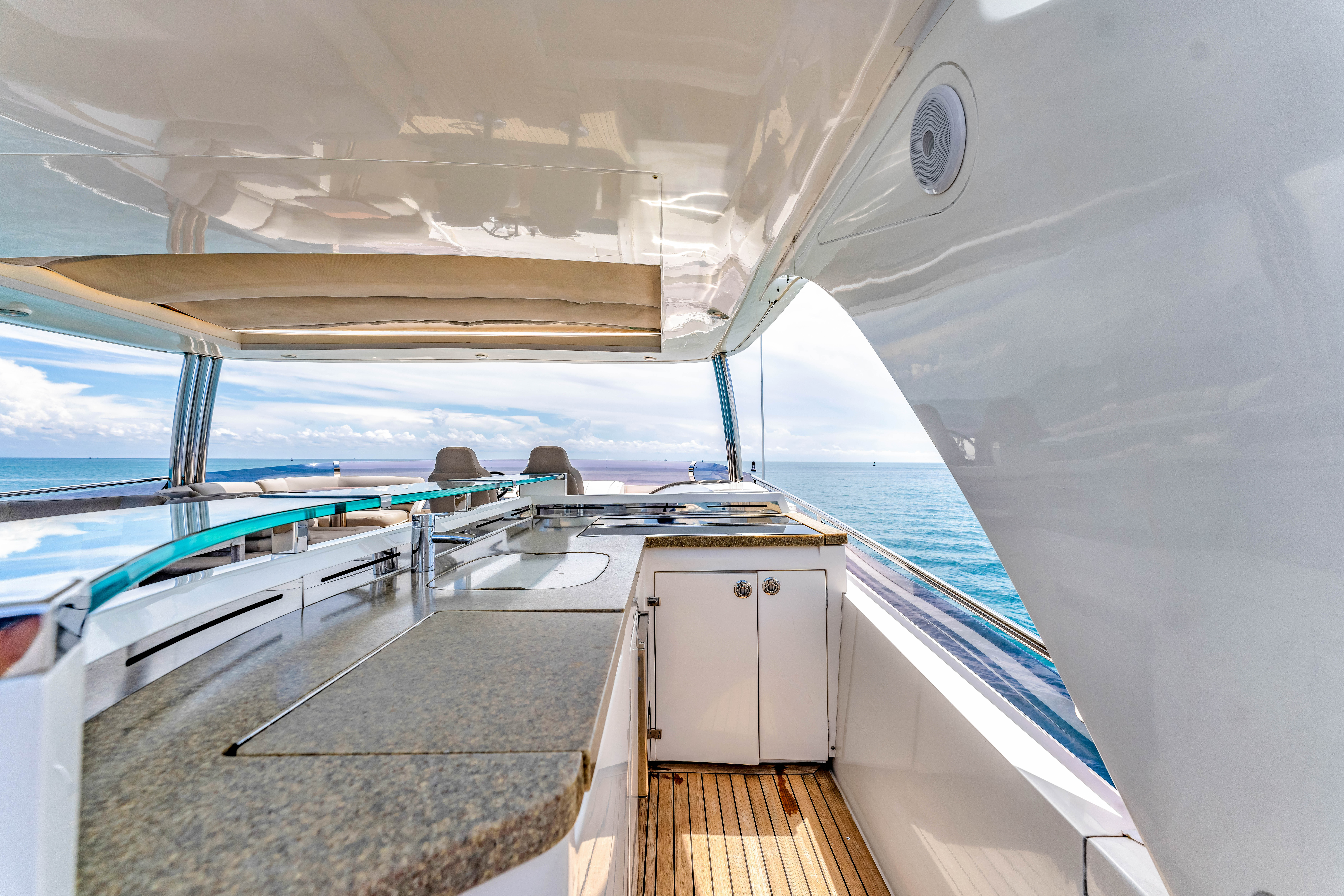 88ft Princess yacht rental Miami - spacious deck area ideal for sunset cruises and bachelorette parties