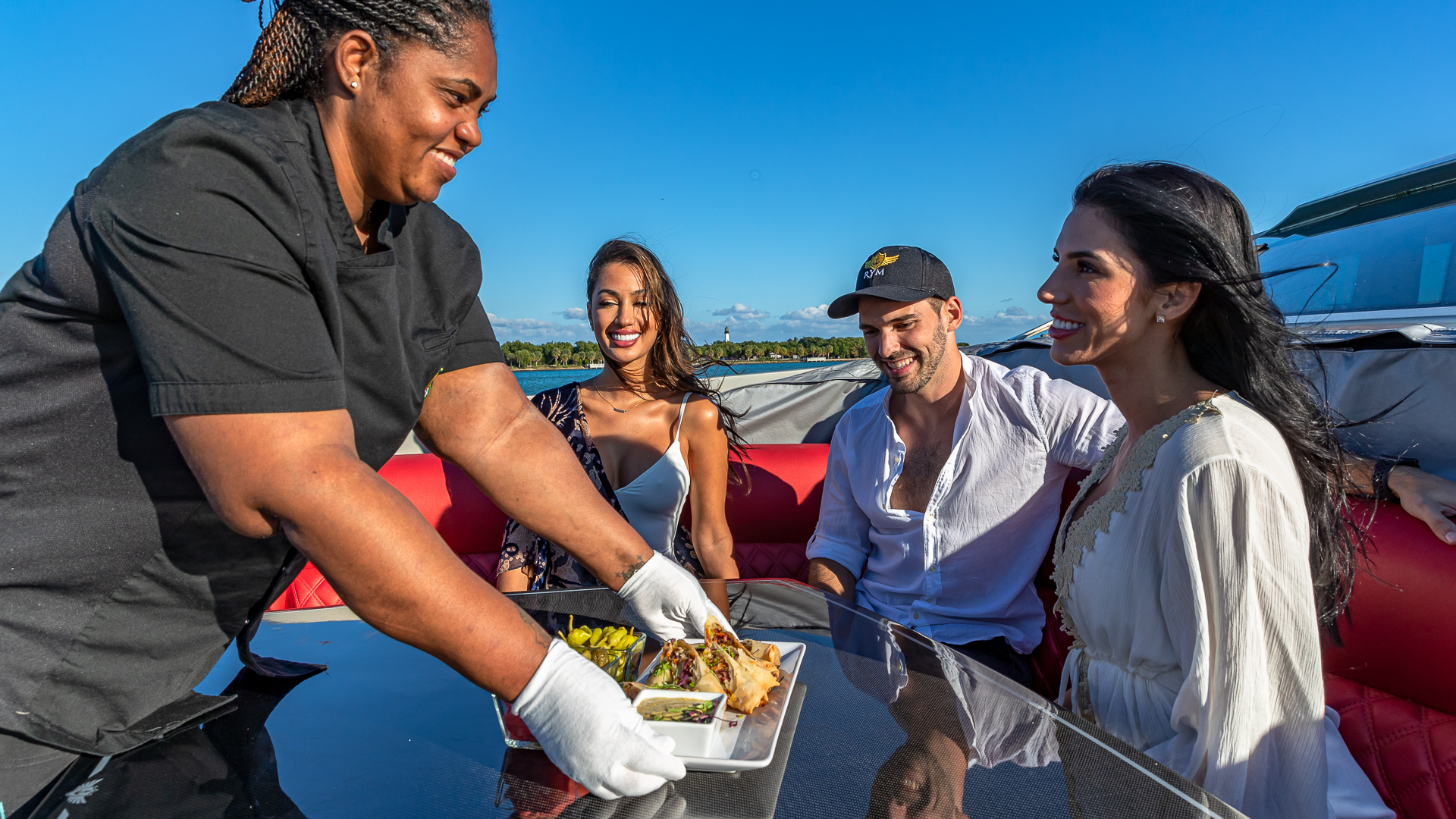 90ft Pershing yacht rental Miami - spacious deck area ideal for sunset cruises and bachelorette parties