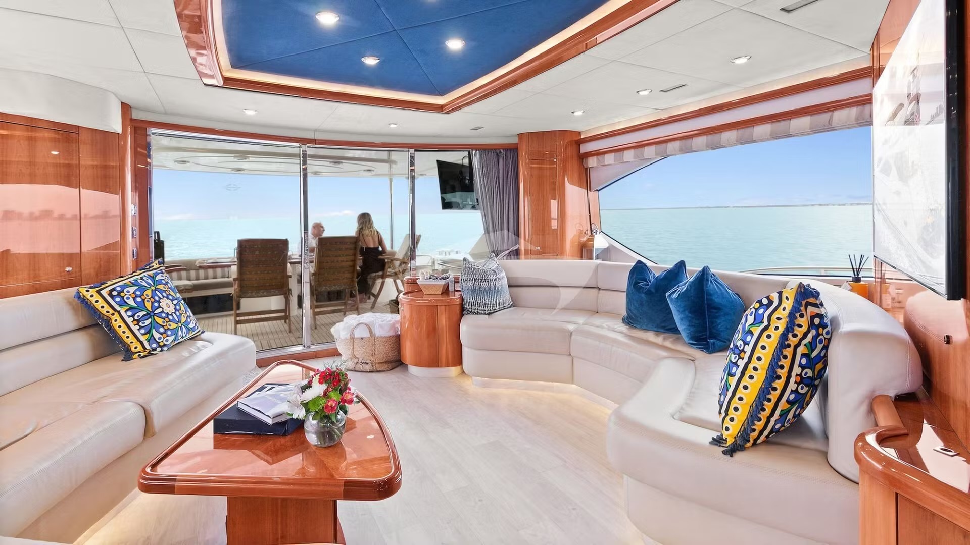90ft Sunseeker A yacht rental Miami - comfortable lounge area for group celebrations