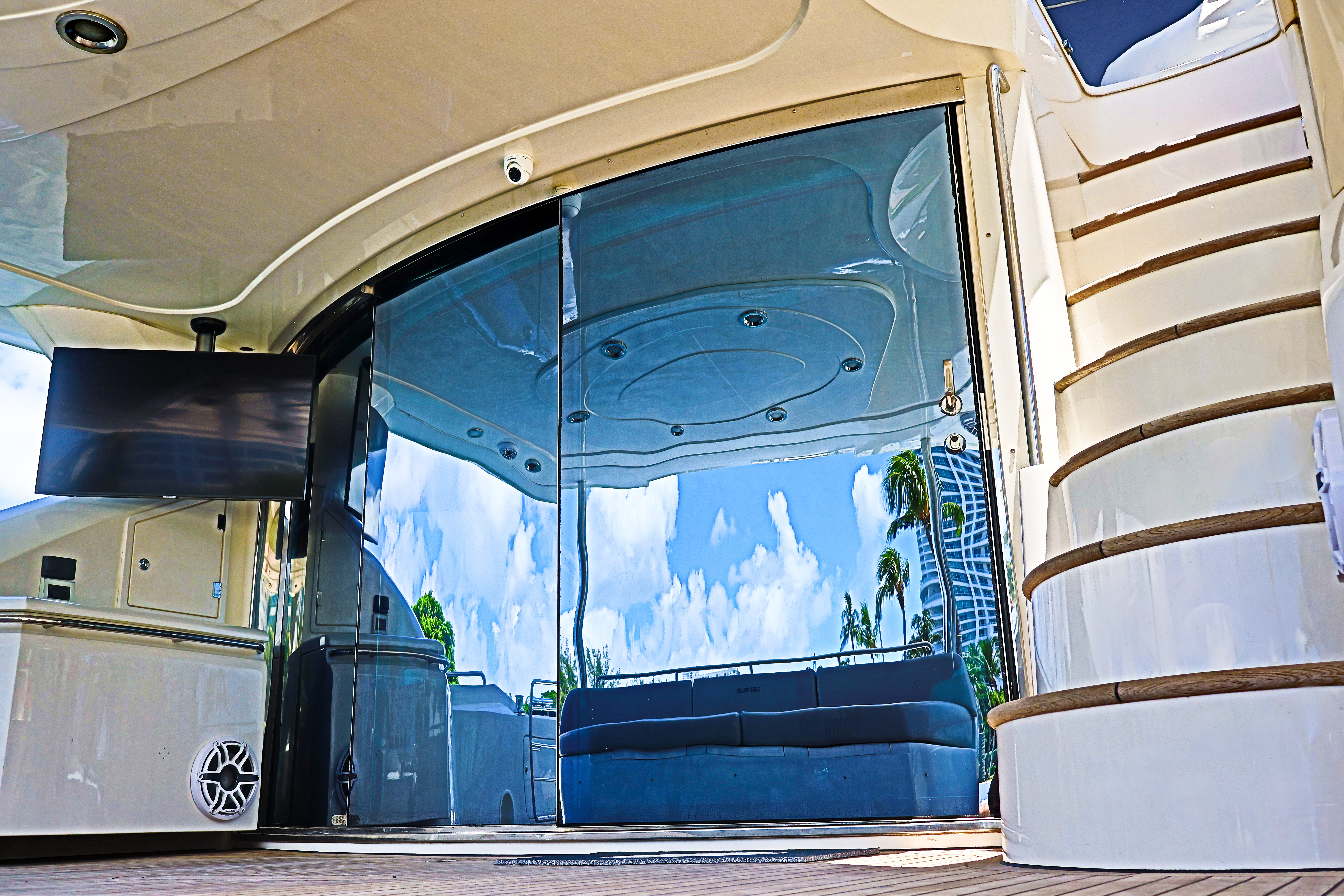 90ft Sunseeker DP yacht rental Miami - bow seating area perfect for sunbathing and relaxation