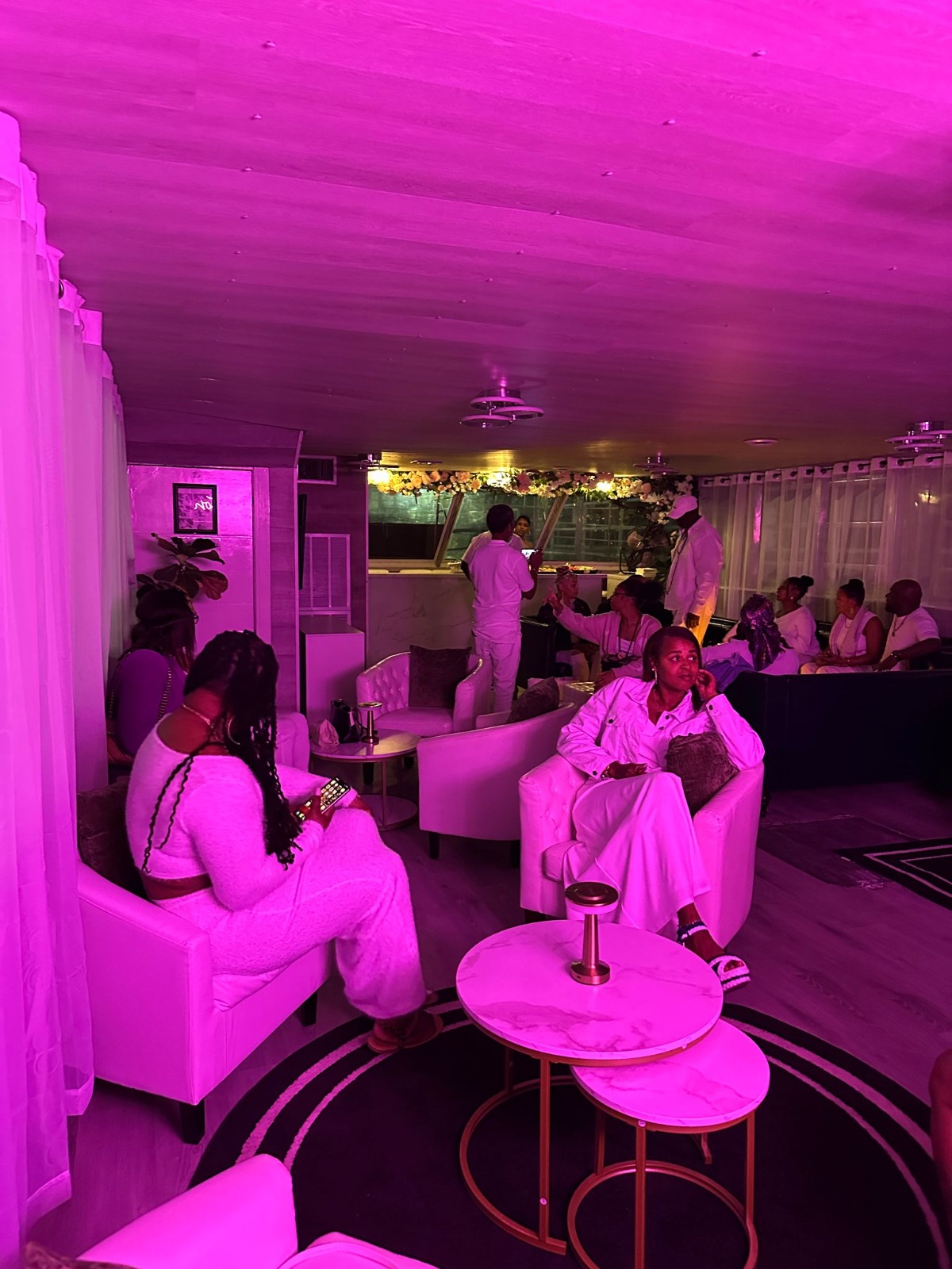 75ft Celeb yacht rental Miami - bow seating area perfect for sunbathing and relaxation
