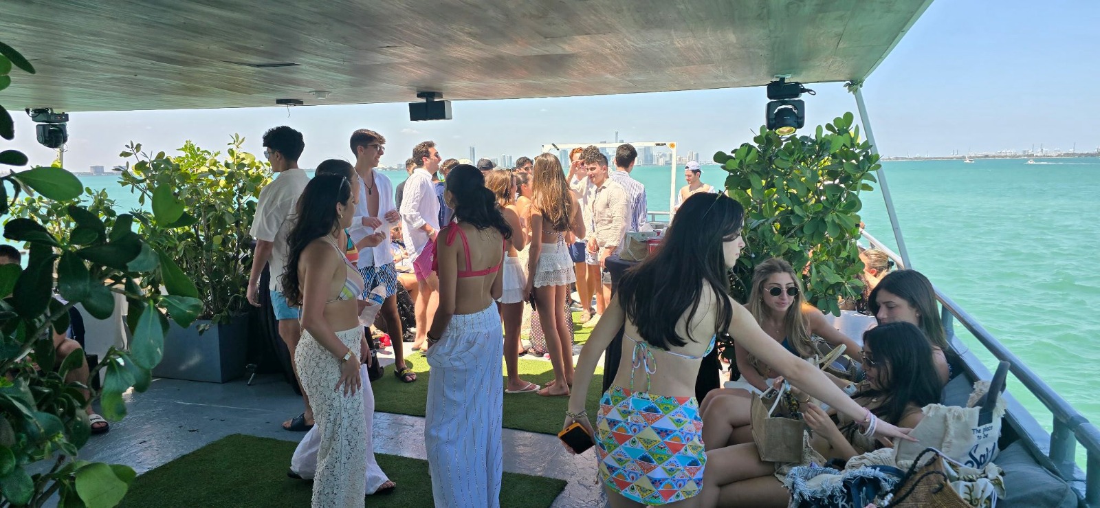 75ft Celeb yacht rental Miami - elegant interior salon for corporate events and private gatherings