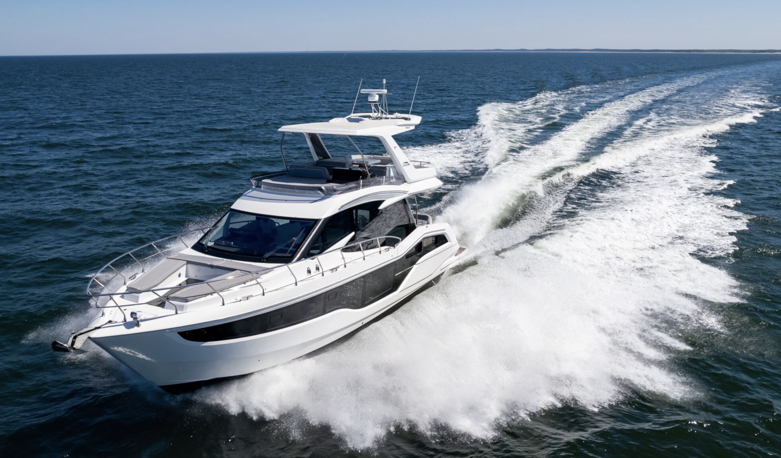53ft Galeon Fly (2024) yacht rental Miami - spacious deck area ideal for sunset cruises and bachelorette parties