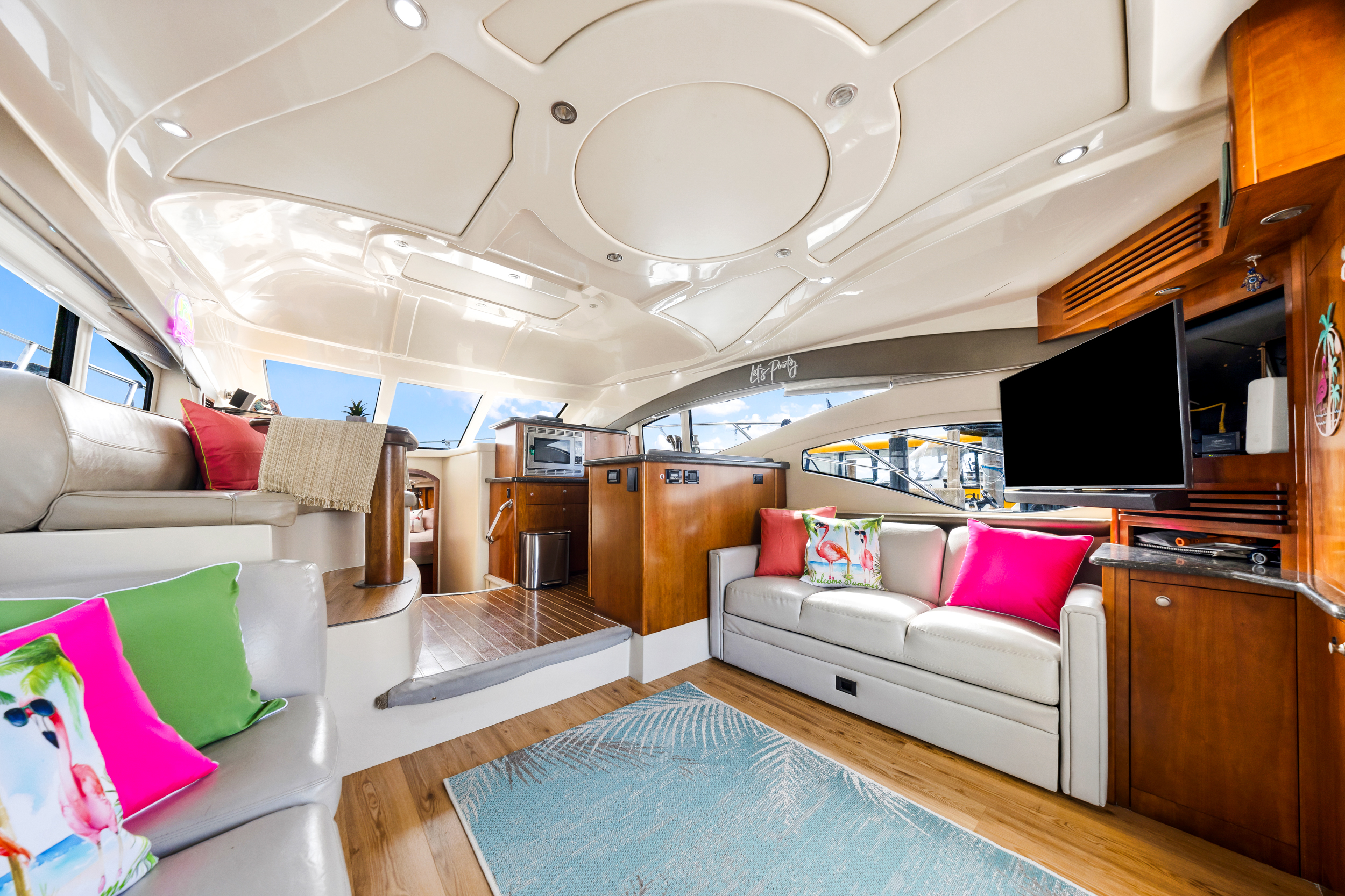 50ft Cruiser Sport Fly yacht rental Miami - spacious deck area ideal for sunset cruises and bachelorette parties