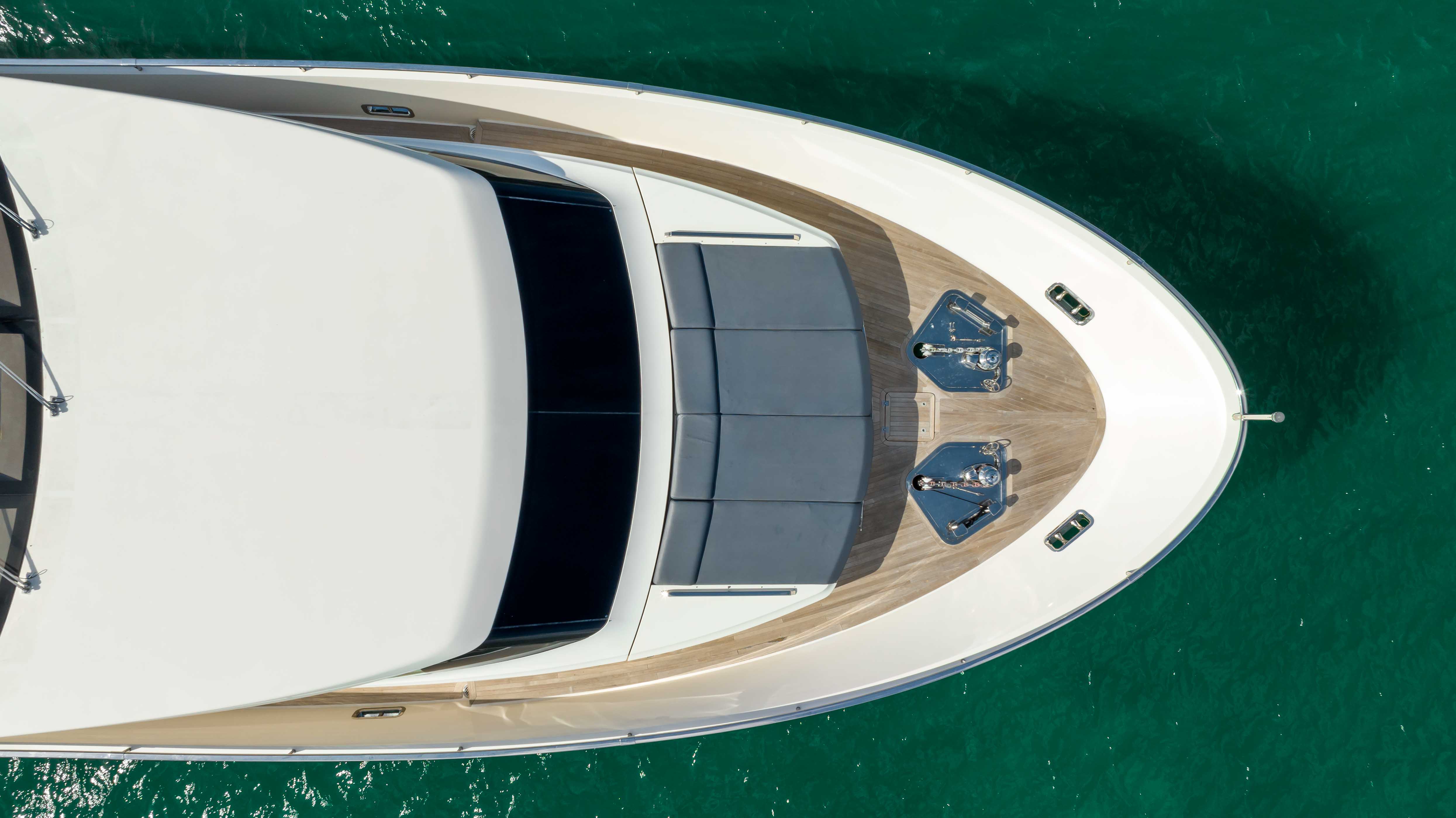 97ft San Lorenzo yacht rental Miami - spacious deck area ideal for sunset cruises and bachelorette parties