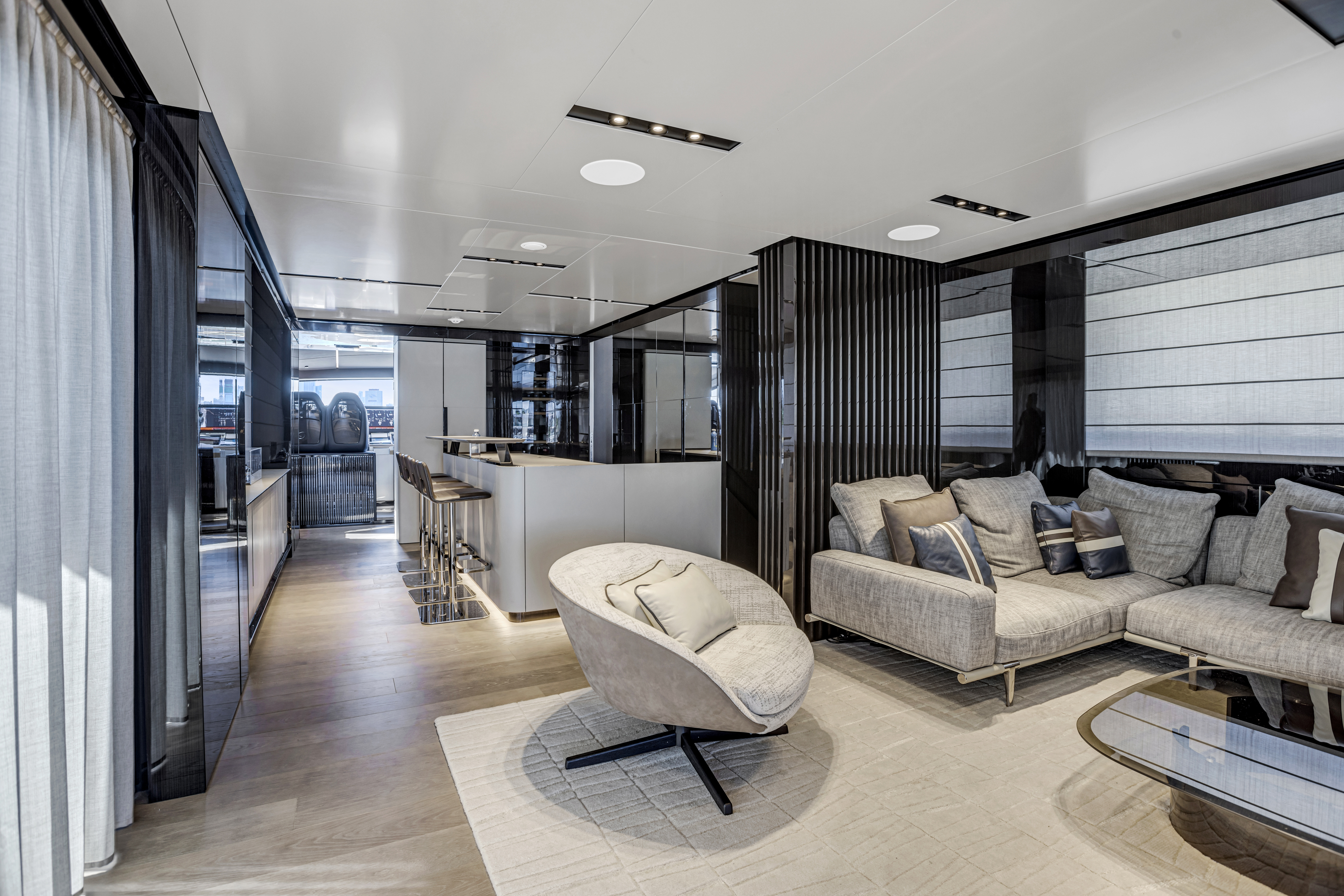 116ft Pershing yacht rental Miami - spacious deck area ideal for sunset cruises and bachelorette parties