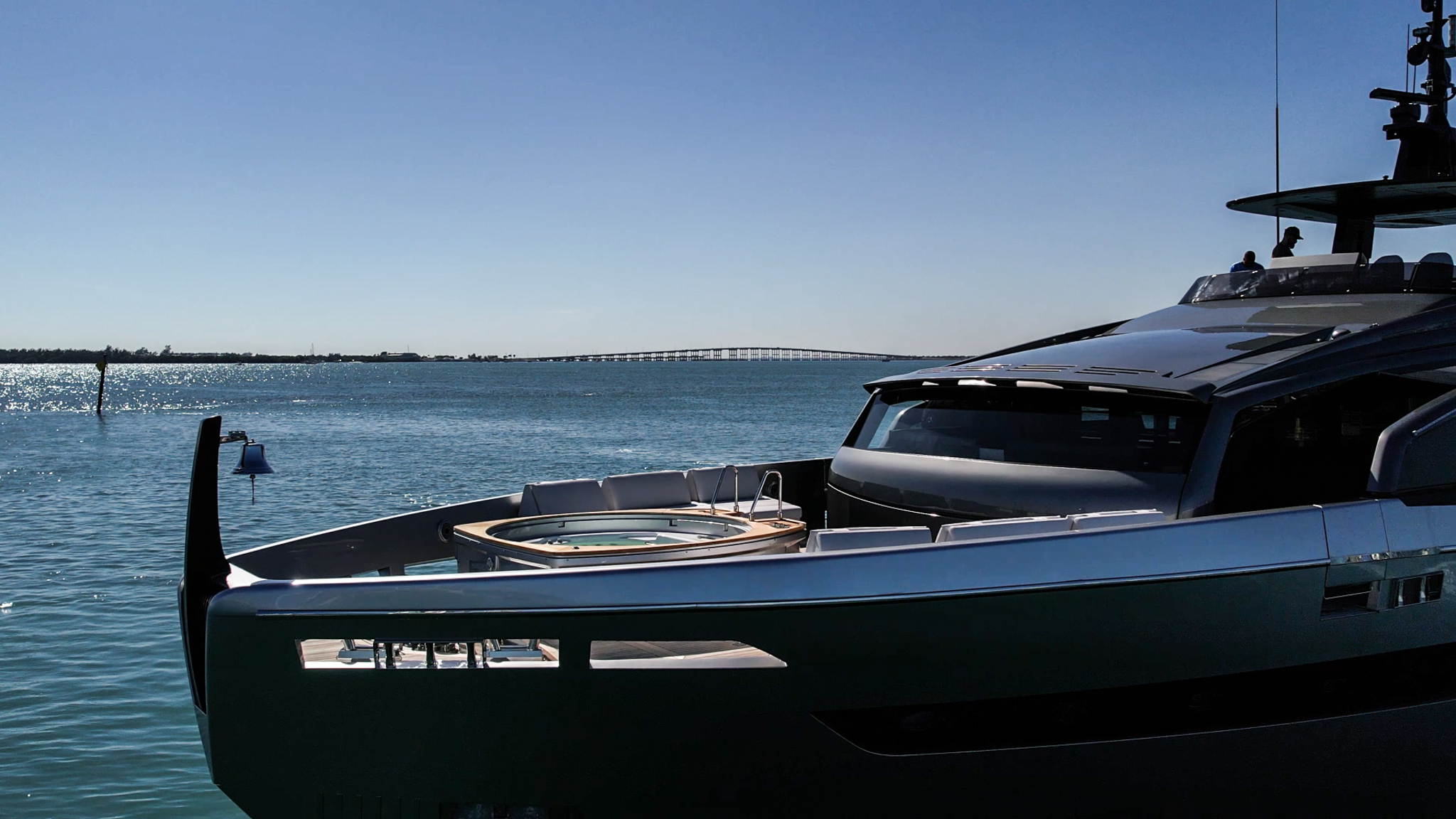 116ft Pershing yacht rental Miami - comfortable lounge area for group celebrations