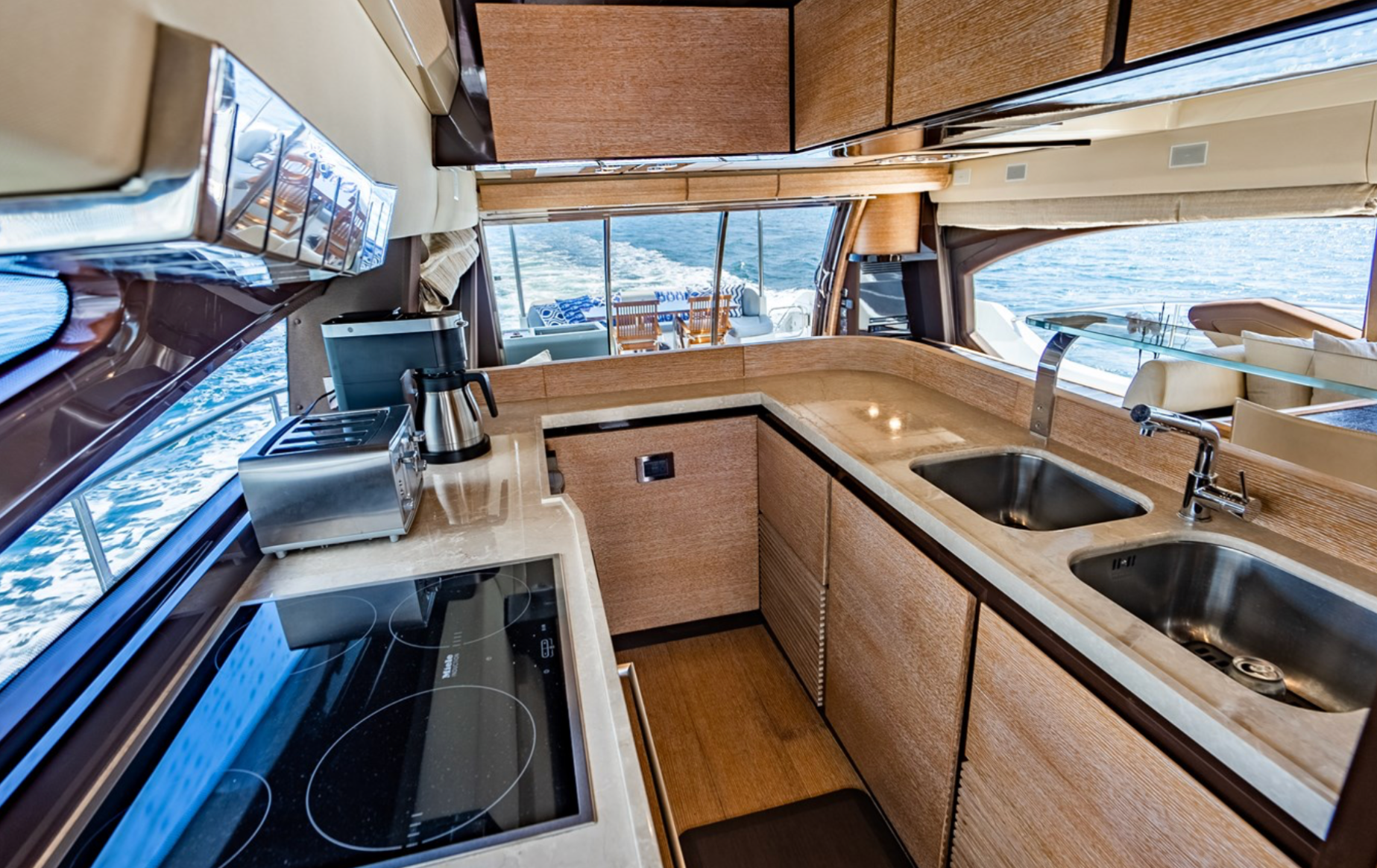 70ft Azimut DLT yacht rental Miami - spacious deck area ideal for sunset cruises and bachelorette parties