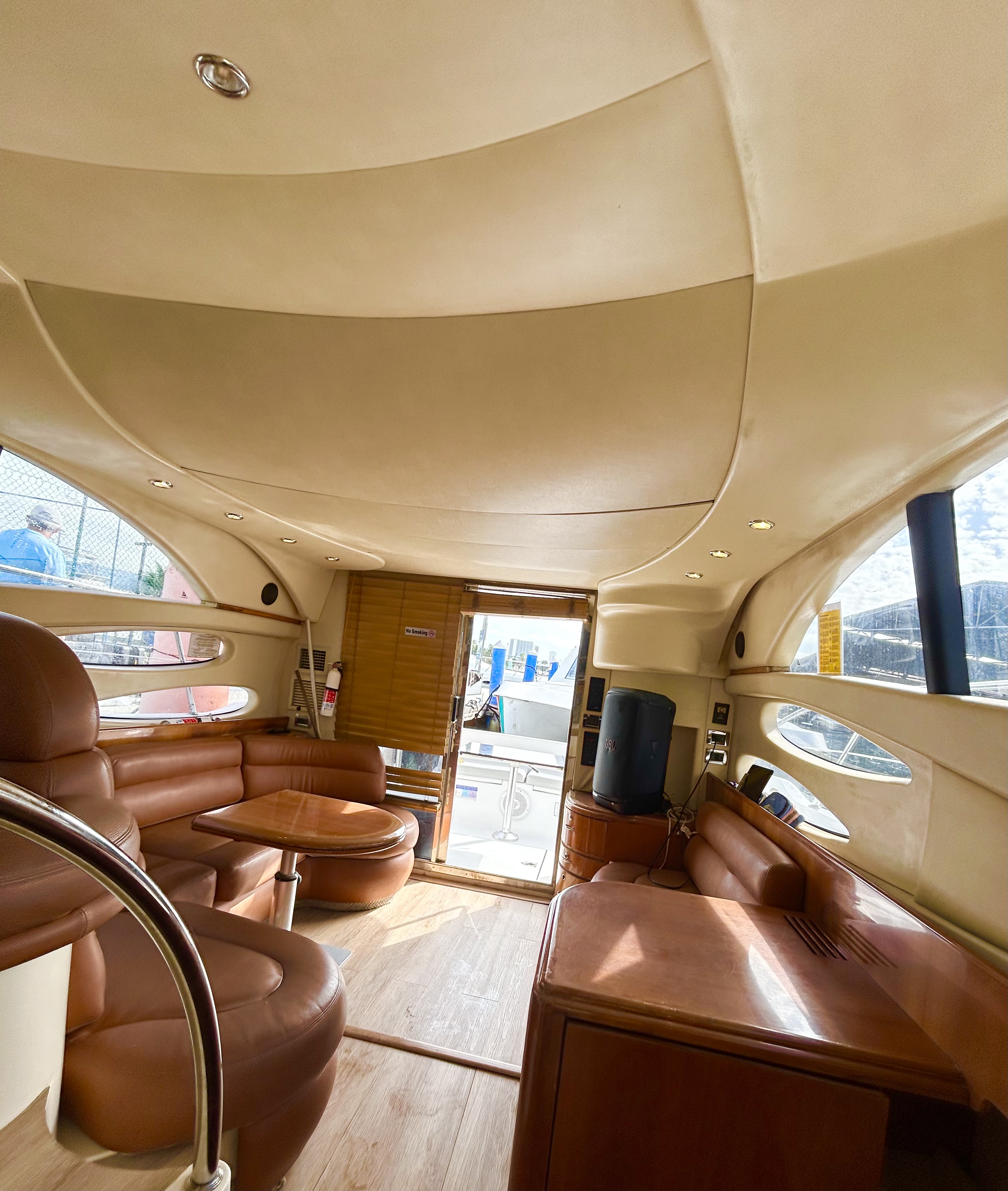 45ft Azimut D yacht rental Miami - flybridge with panoramic views of Miami skyline