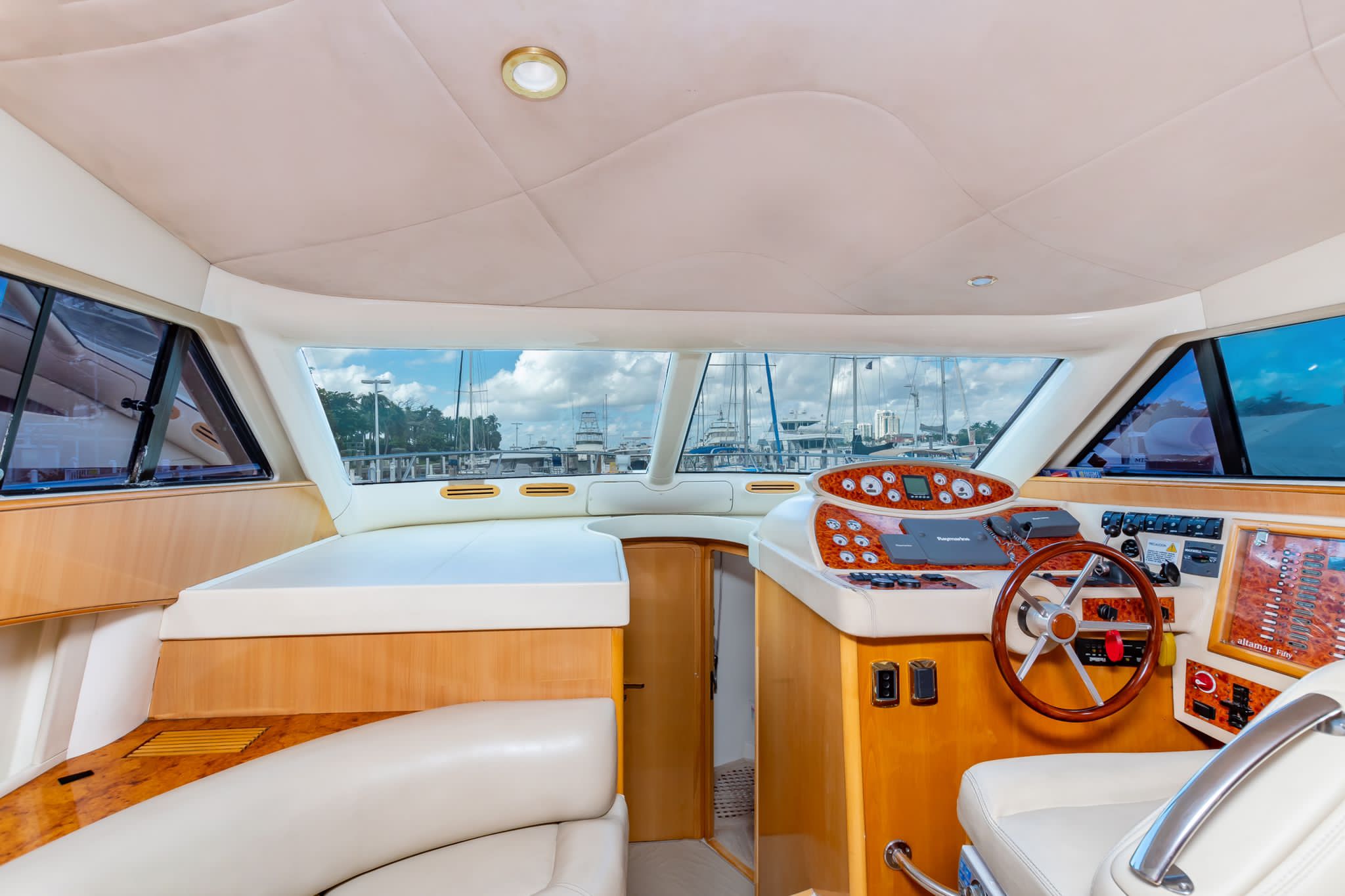 57ft Azimut R yacht rental Miami - elegant interior salon for corporate events and private gatherings