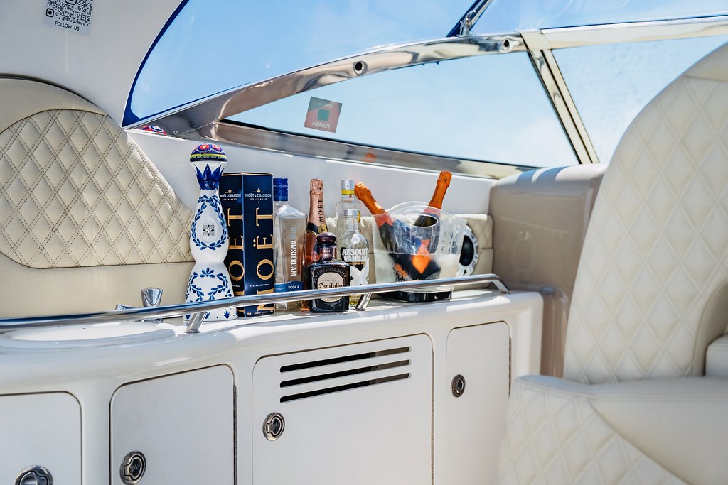 45’ SUNDANCER “BLUE” yacht rental Miami - galley kitchen for catered yacht events