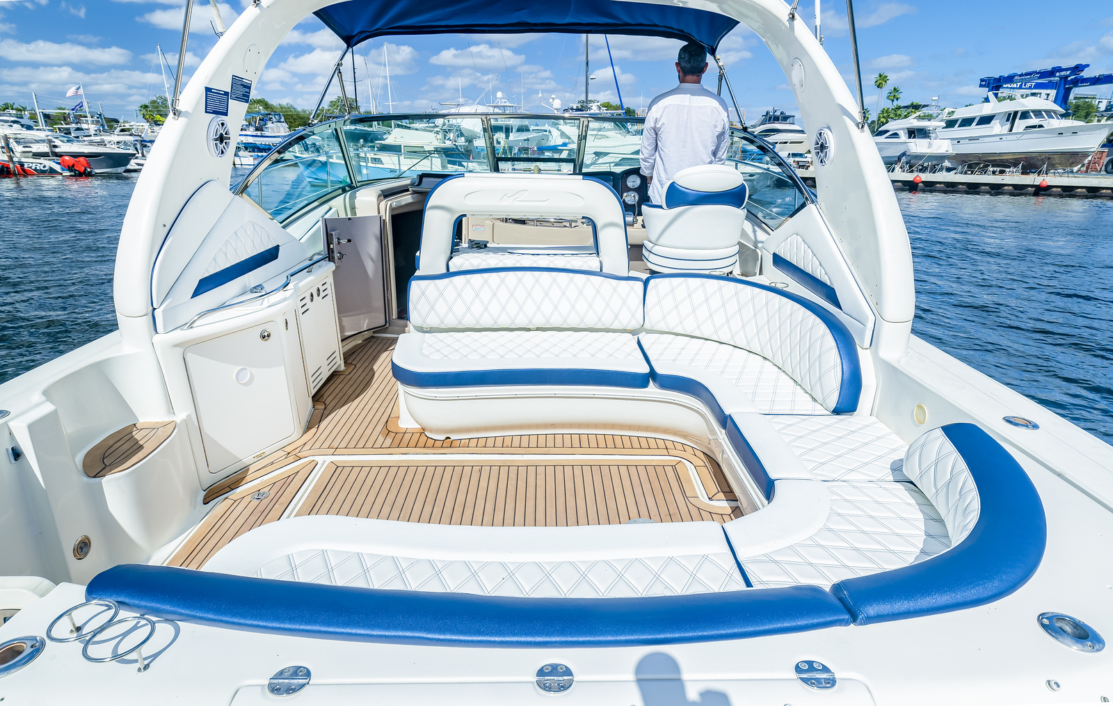 50ft Sundancer yacht rental Miami - galley kitchen for catered yacht events