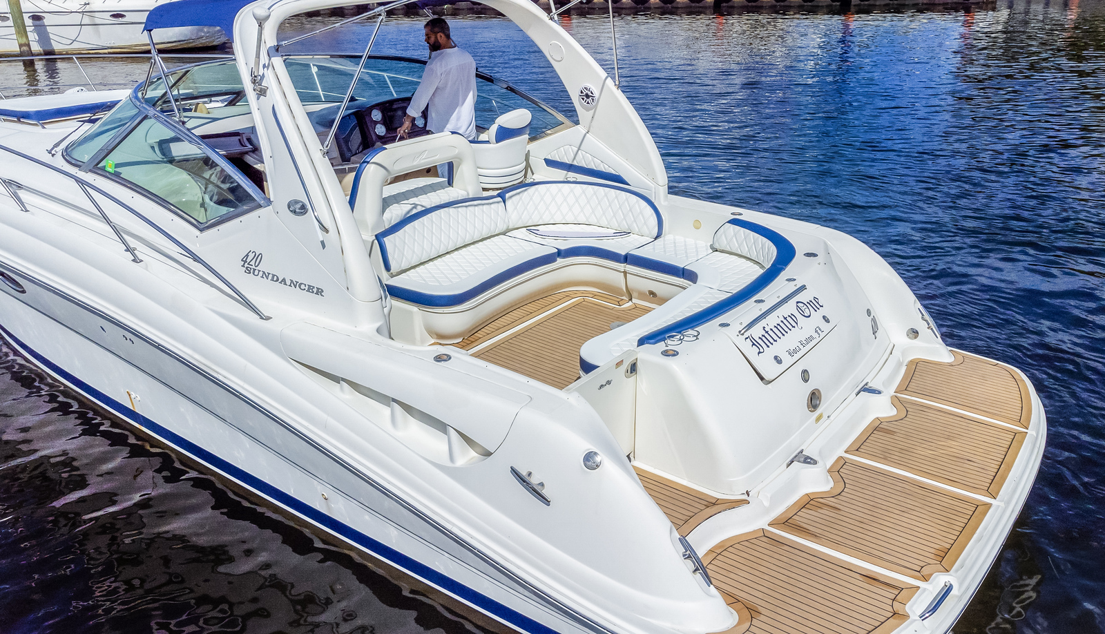 50ft Sundancer yacht rental Miami - premium amenities and entertainment system