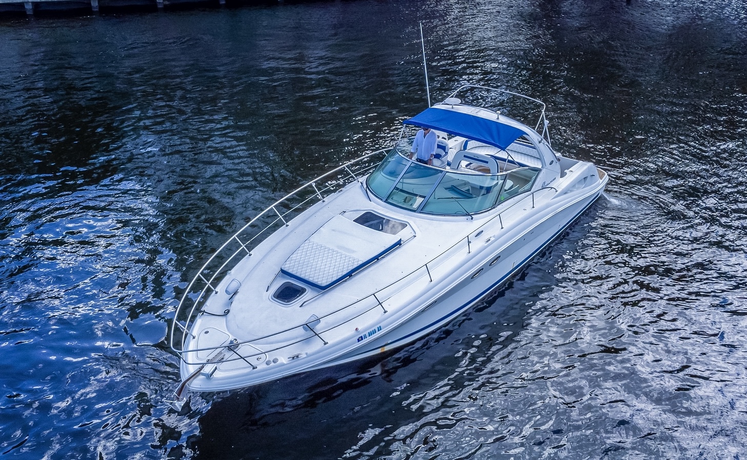 50ft Sundancer yacht rental Miami - elegant interior salon for corporate events and private gatherings