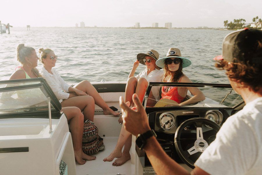 24ft Glastron Haulover Sandbar yacht rental Miami - comfortable lounge area for group celebrations