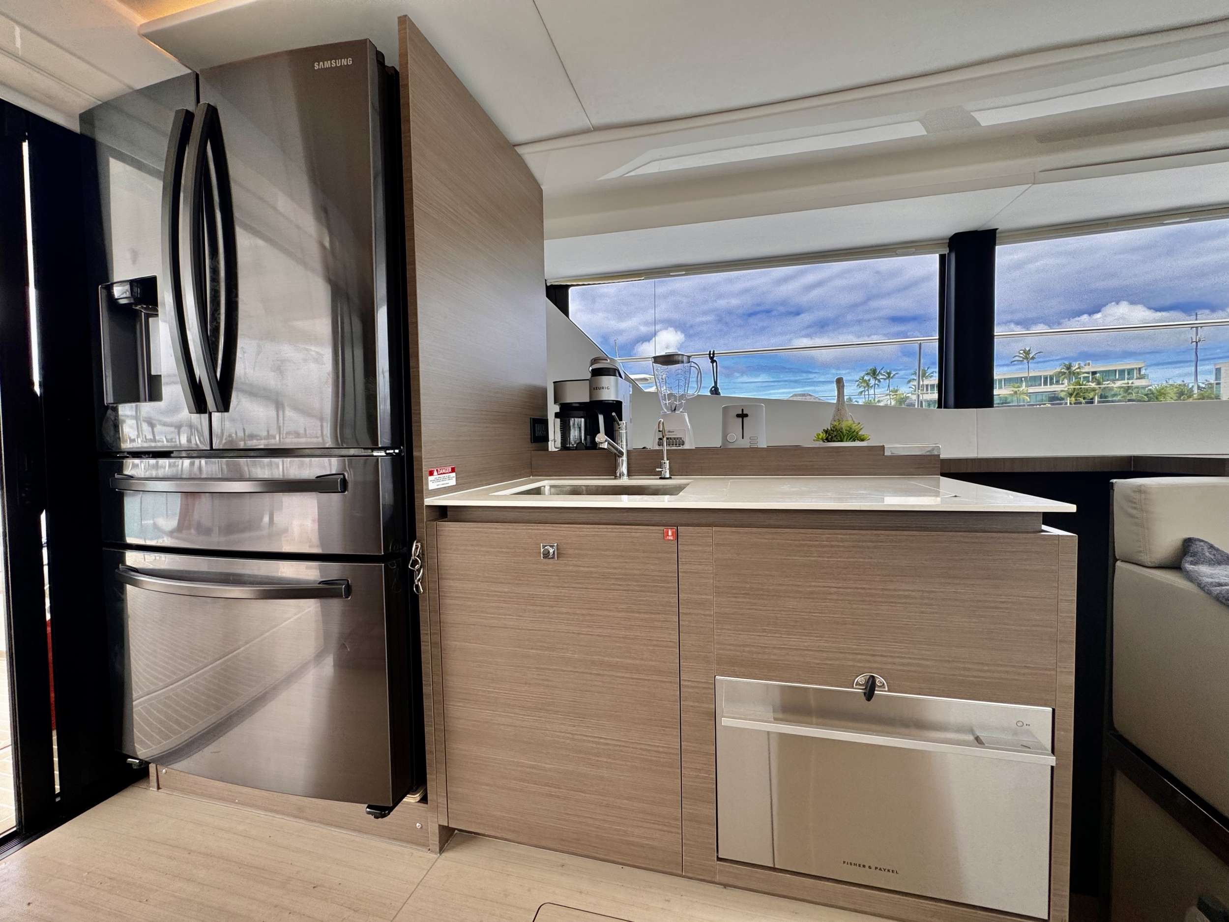 53ft Leopard (2023) yacht rental Miami - elegant interior salon for corporate events and private gatherings