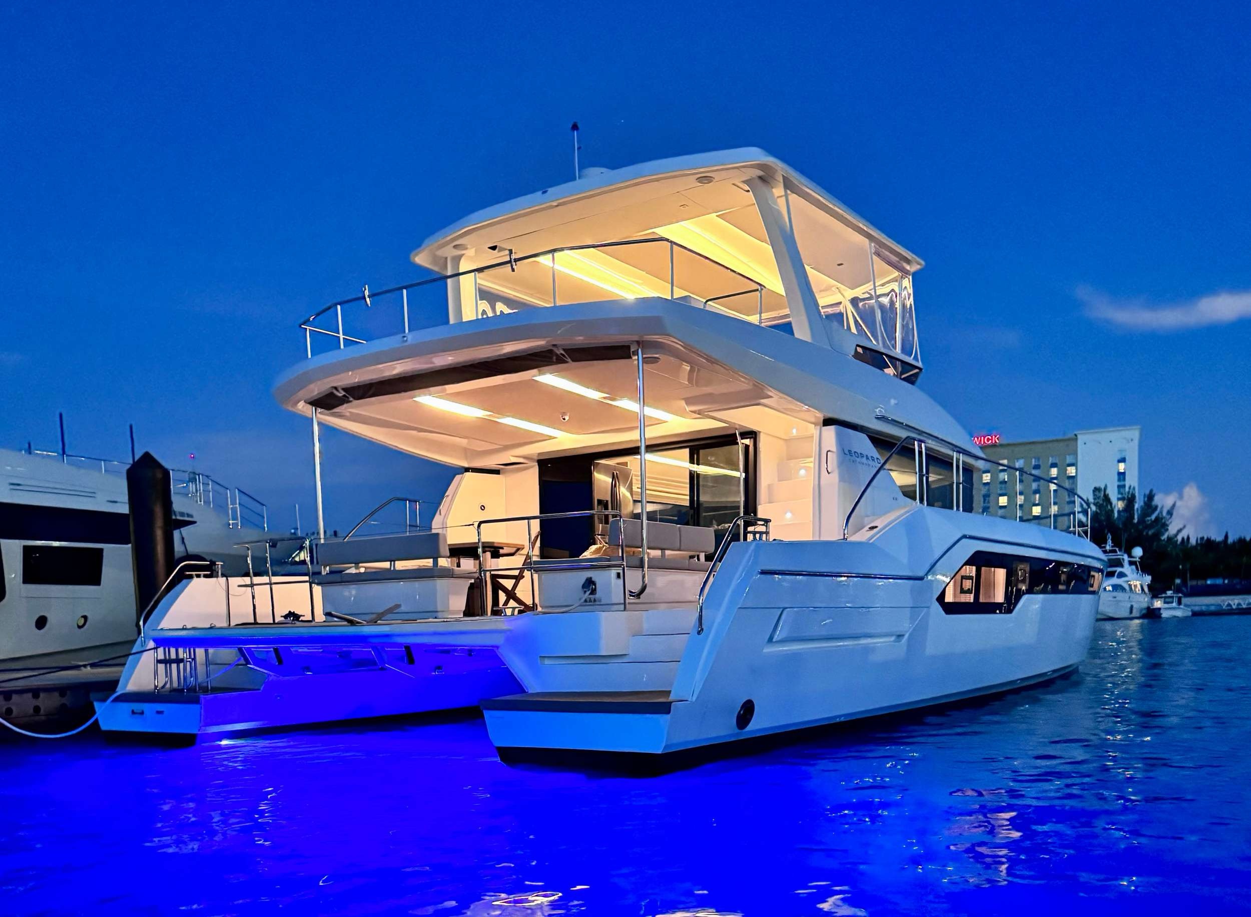 53ft Leopard (2023) yacht rental Miami - elegant interior salon for corporate events and private gatherings