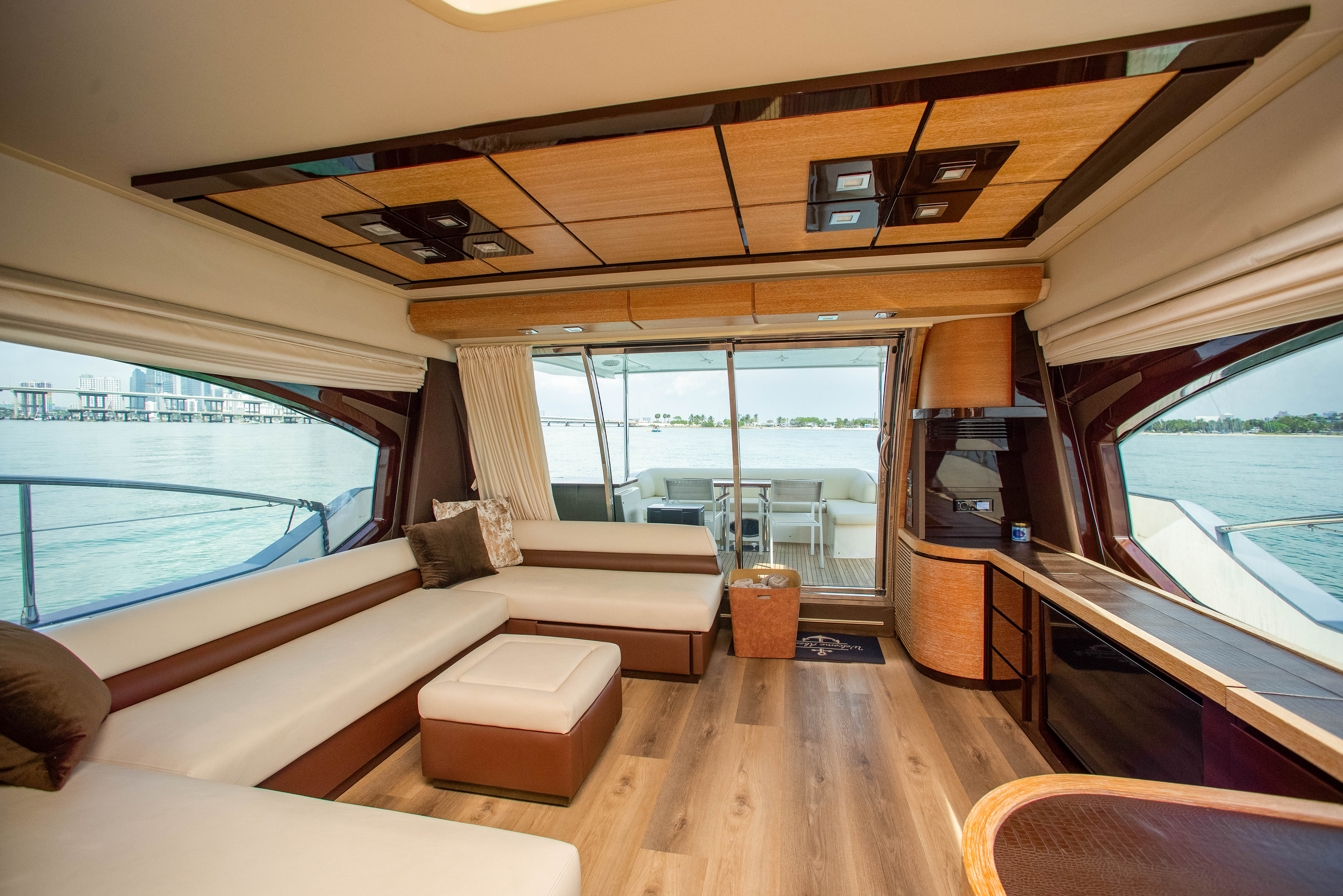 70ft Azimut F (2025R) yacht rental Miami - elegant interior salon for corporate events and private gatherings