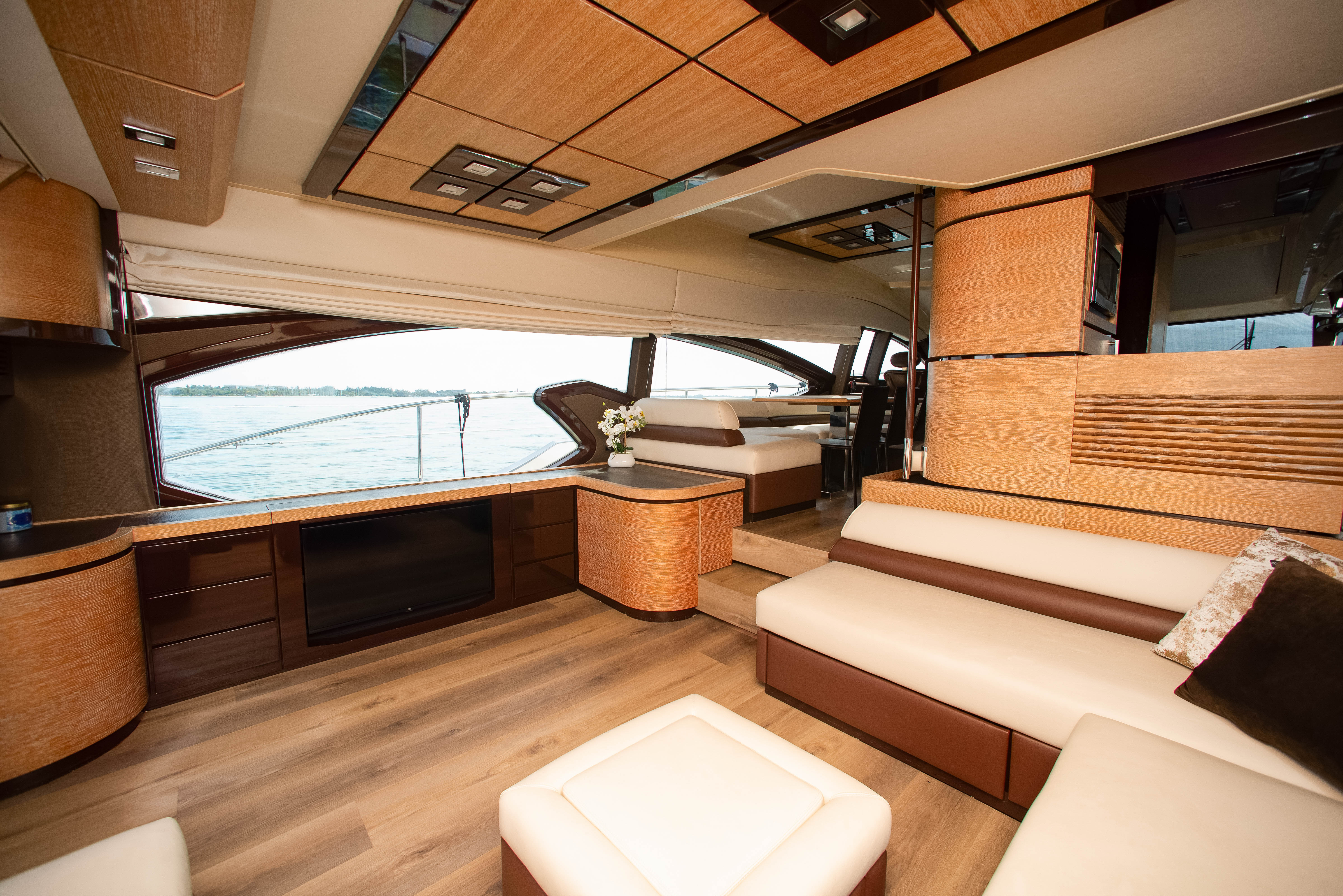 70ft Azimut F (2025R) yacht rental Miami - comfortable lounge area for group celebrations